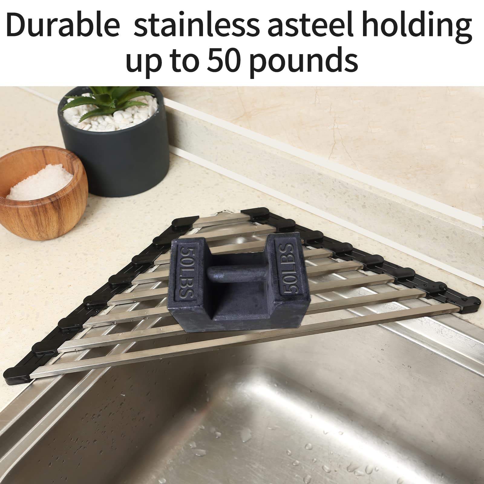 Ahyuan Corner Dish Drainer Over The Sink Drying Rack Corner Sus304 Cubic Stainless Still Kitchen Sponge Holder Corner Sink Spong