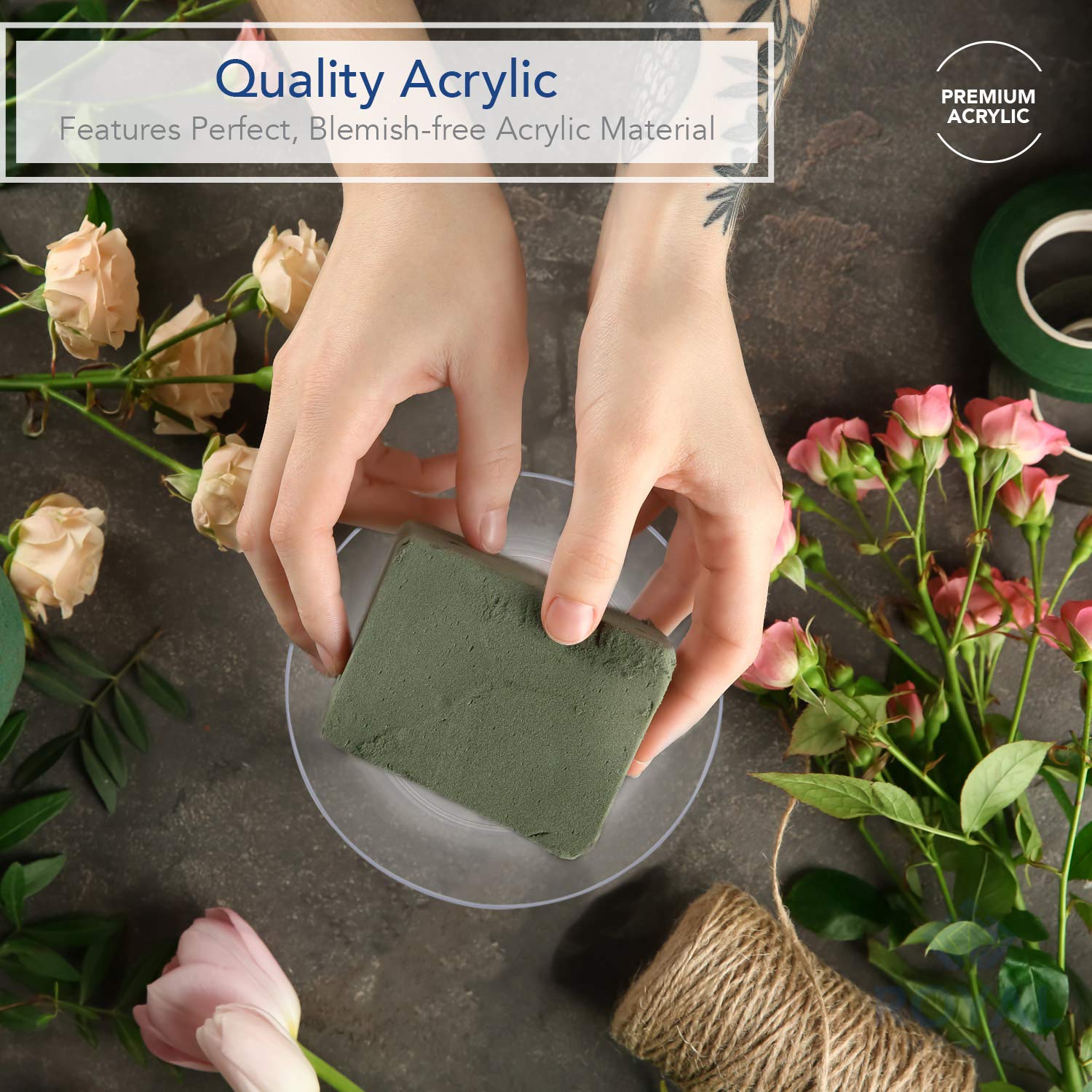 Royal Imports 9'' Clear Plastic Saucer Plant Drip Tray, Low Pie Plate, Floral Flower Dish, Wedding, Party, Home And Holiday Deco