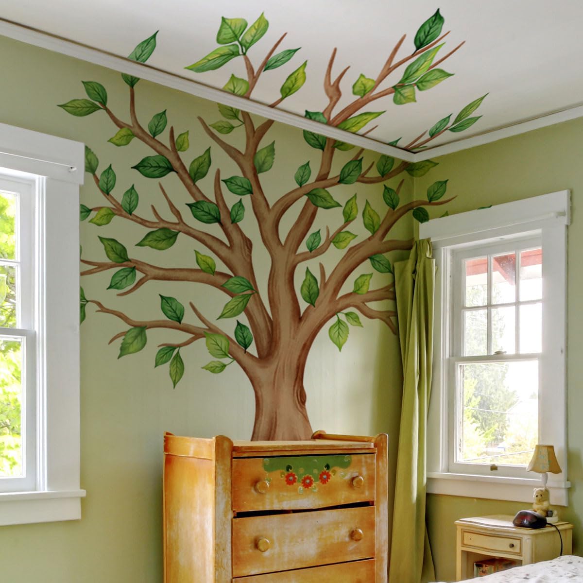 Runtoo Large Green Tree Wall Decals - Jungle Vinyl Stickers for Kids Room, Nursery, Bedroom, Model DECAL268