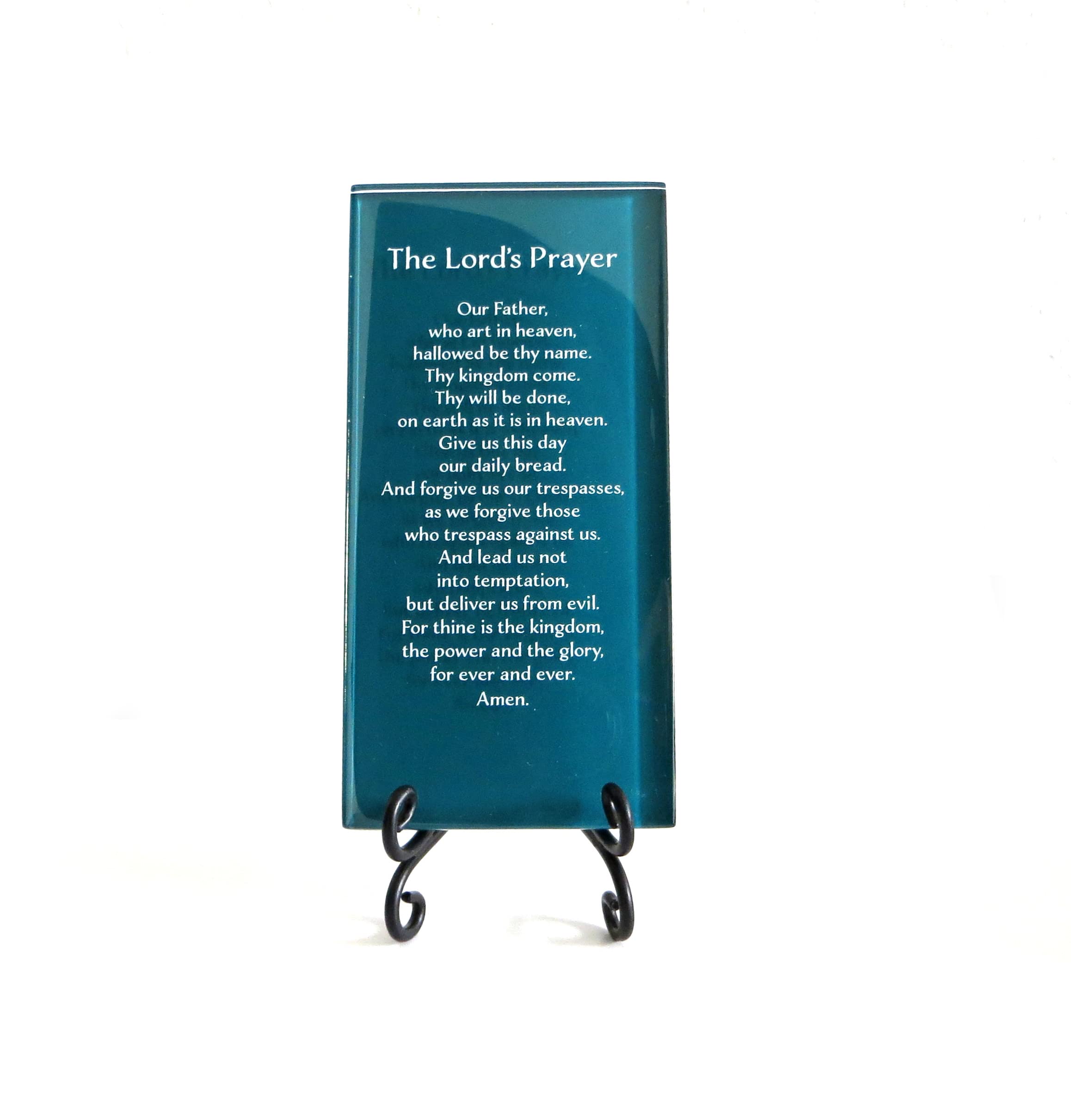The Lords Prayer Inspirational Glass Plaque. How Jesus Taught Us To Pray. Serenity For Your Desk, Folding Easel Included. By Li
