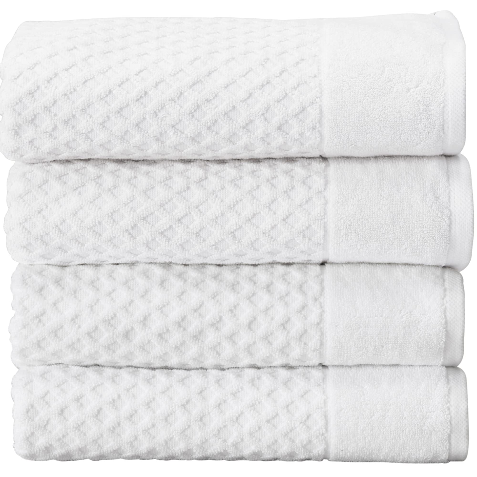 Great Bay Home 100% Cotton White Bath Towel Set | 4 Soft Bath Towels (30 X 52 Inches) | Highly Absorbent, Quick Dry Bath Towels