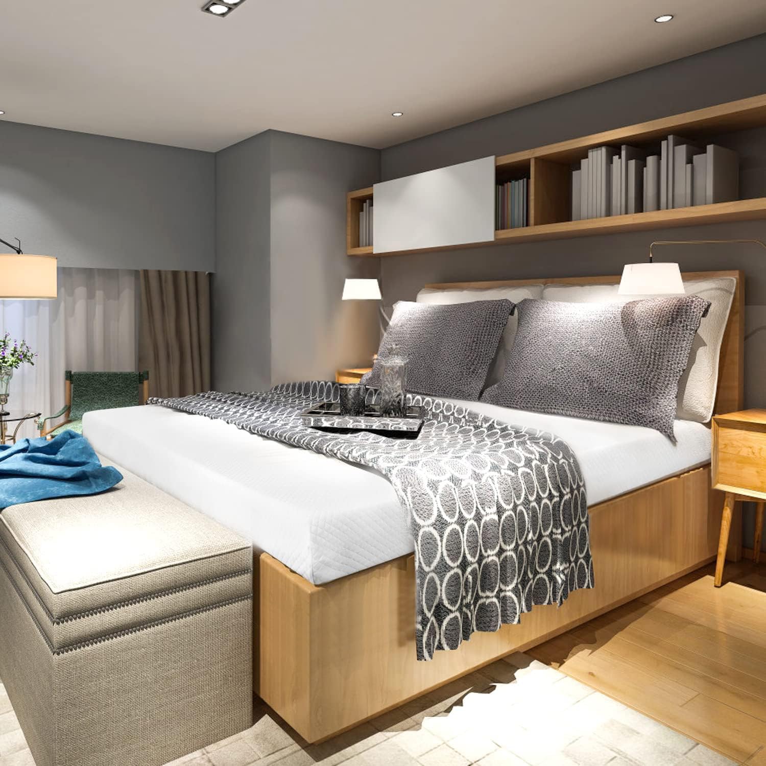 Nchanmar 5 Inch King Gel Memory Foam Mattress Pressure Relieving, Cooling Gel Foam, Certipur-Us Certified, Bed-In-A-Box, Pressur