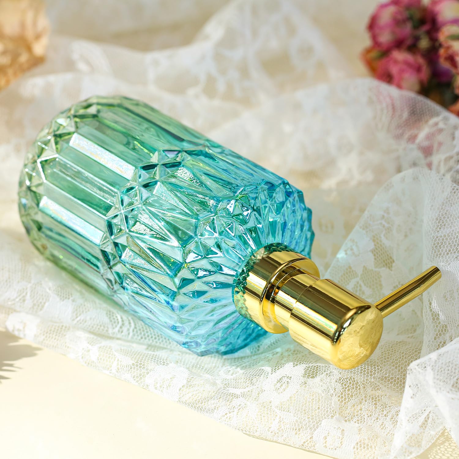 Yunnasi Soap Dispenser With Pump, Refillable Liquid Hand Soap Dish Soap Dispensers For Bathroom Counter, Kitchen Sink (Bluegreen