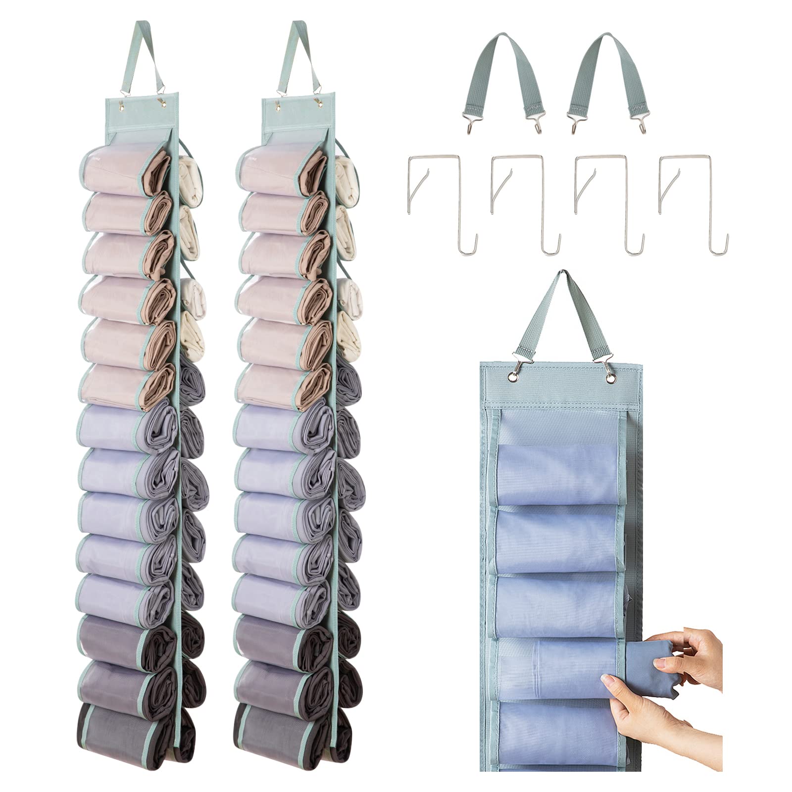 DHSFKBE Legging Organizer Storage - 2PCS T Shirt Organizer, Hanging Closet Organizers and Storage with 26 Roll Independent Compa