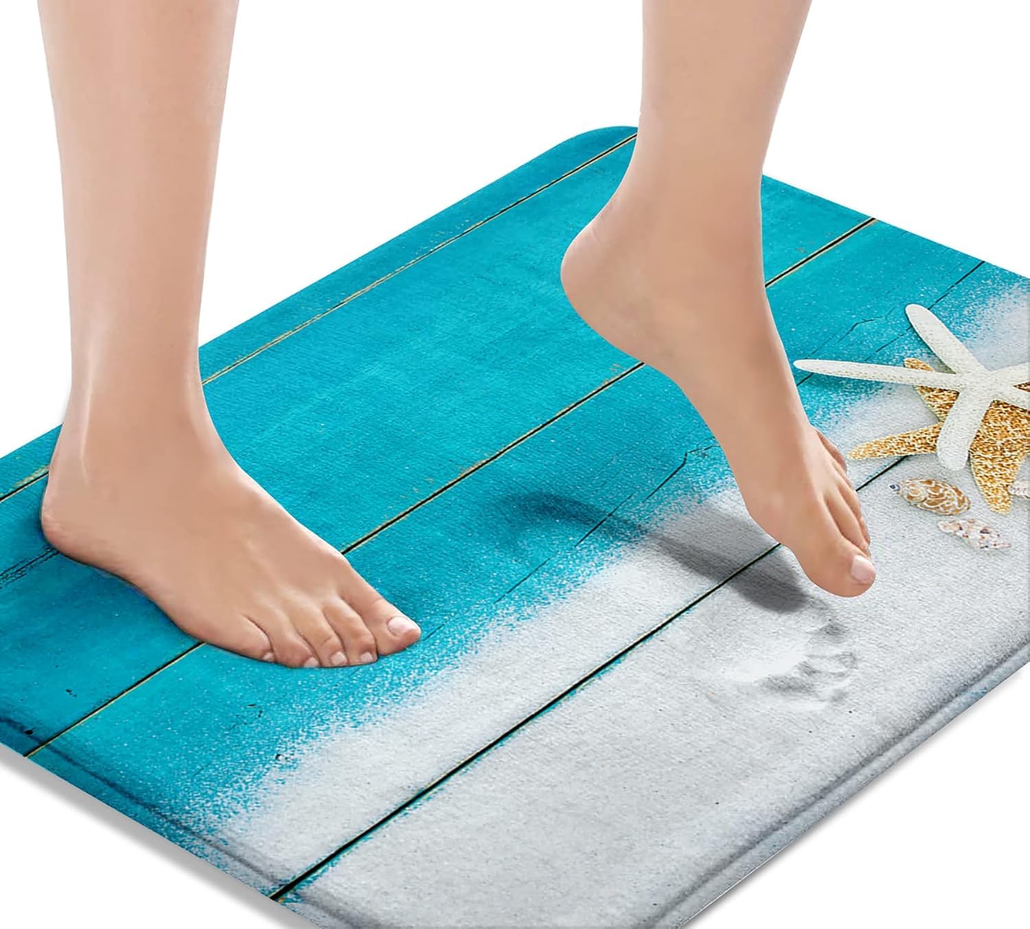 Britimes Beach Sea Shell Bath Mat For Bathroom, Bathroom Mats Rugs No Silp, Washable Cover Floor Rug Carpets Floor Mat Bathroom