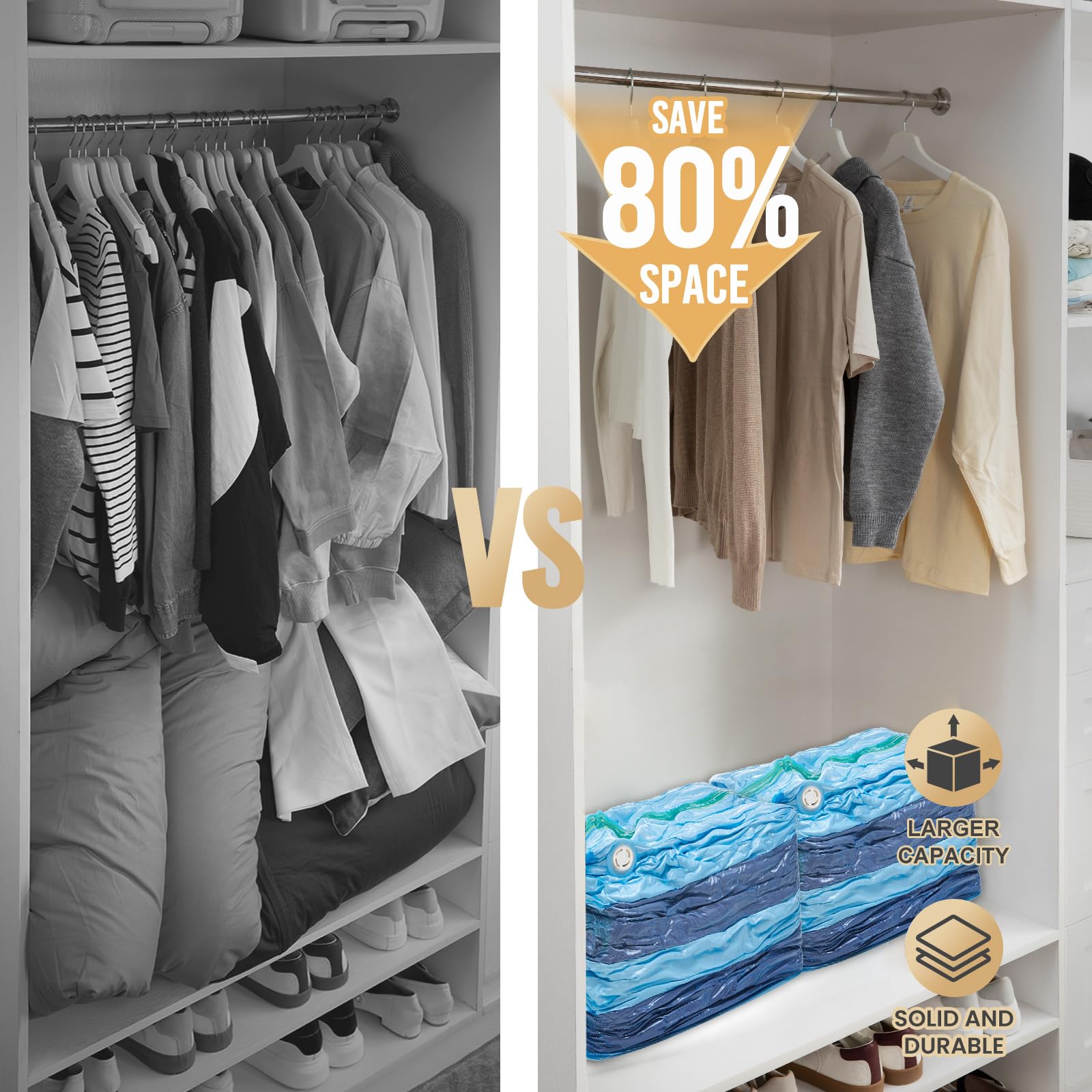 TAILI 8 Pack Vacuum Storage Bags, Jumbo Cube (31x40x15 Inch), Extra Large Vacuum Seal Bags for Clothing, Comforters, Blankets, B