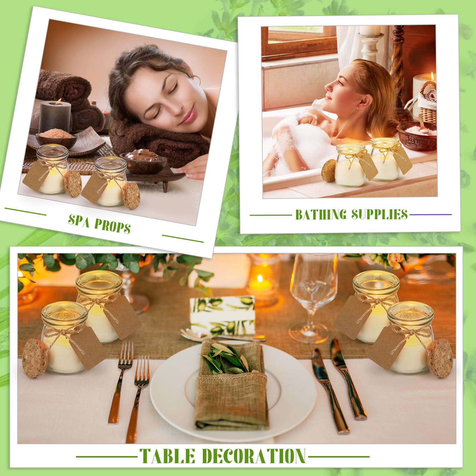 MTLEE 24 Pcs Wedding Jar Candles for Guests Wedding Candle Gift Natural Wax Candles with DIY Tag Cards for Bridesmaid Baby Showe