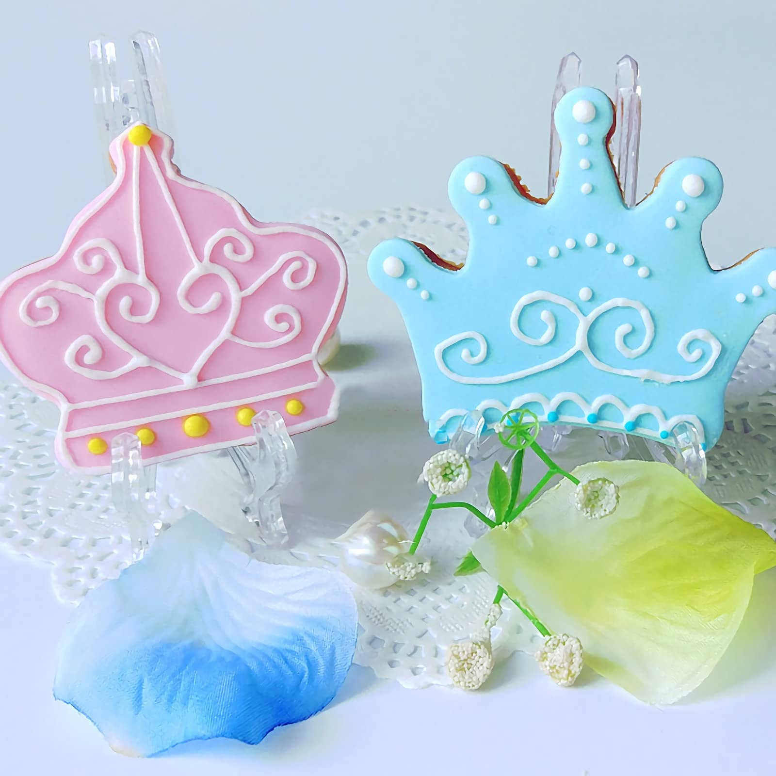 Crown Cookie Cutters Shapes Set Of 7 - Stainless Steel Metal King Crown, Queen Crown, Prince Crown, Princess Crown, Diamond, Iri