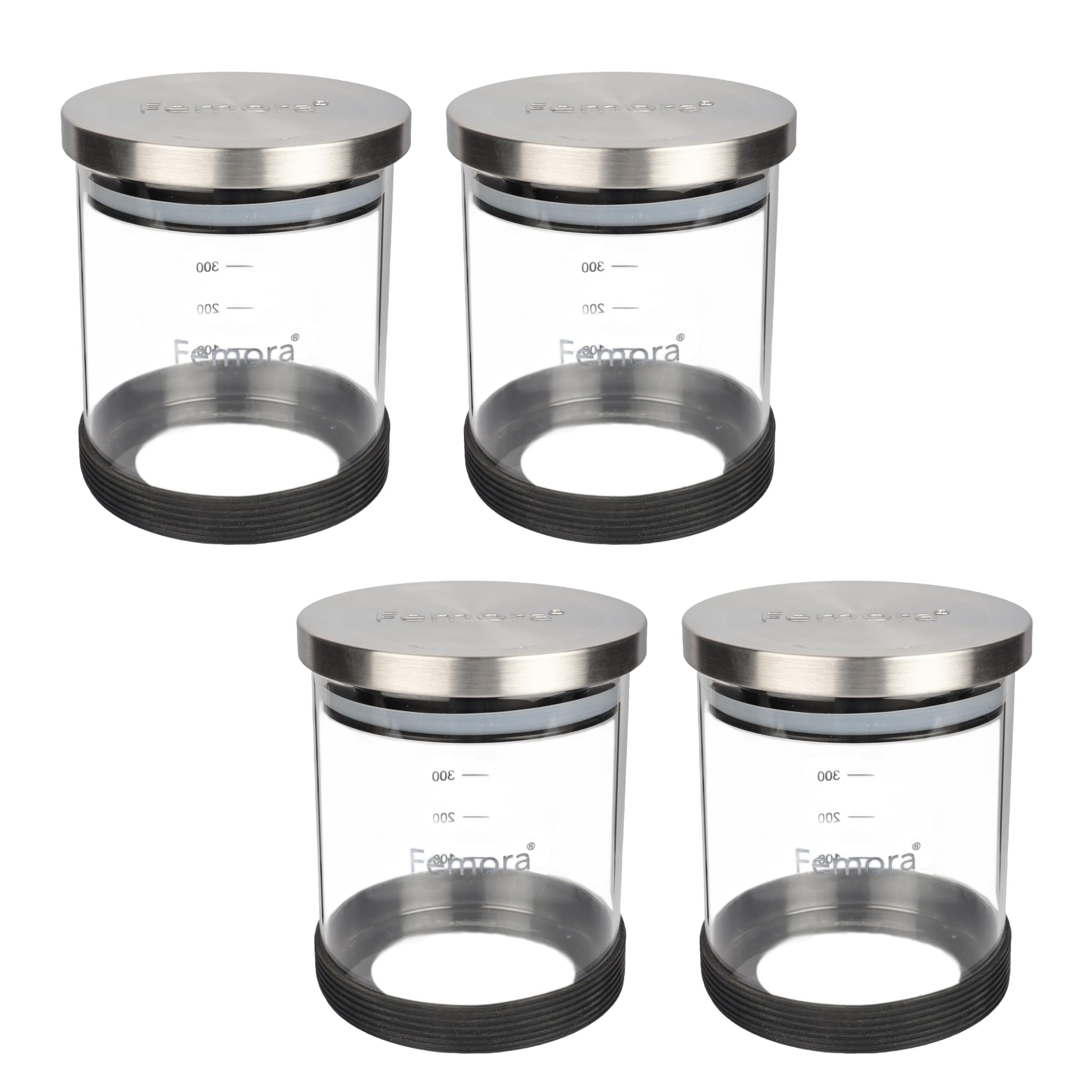 Femora Borosilicate Glass Jar With Silicon Bottom & Air Tight Steel Lid|Glass Jars For Kitchen|Kitchen Storage Jars|1 Year Warra