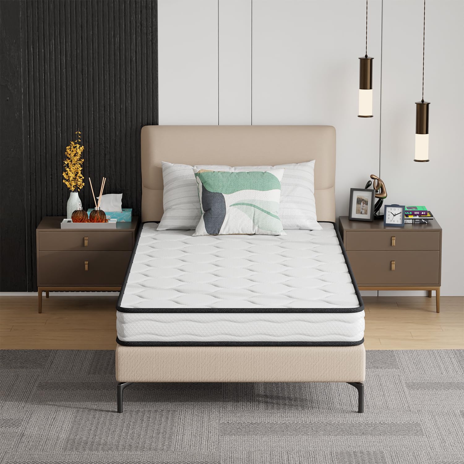 Paylesshere 6 Inch Hybrid Mattress With Innerspring And Foam/Fiberglass Free/Medium Firm Spring Mattress/Twin Size Mattress In A
