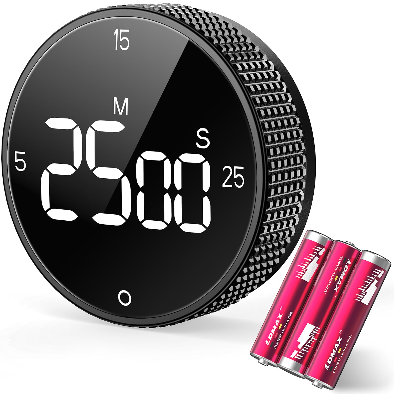 Allbean Magnetic Kitchen Timer for Cooking with Loud Alarm - Large LED Display Rotating Countdown Pomodoro Timer, Preset 5/15/25