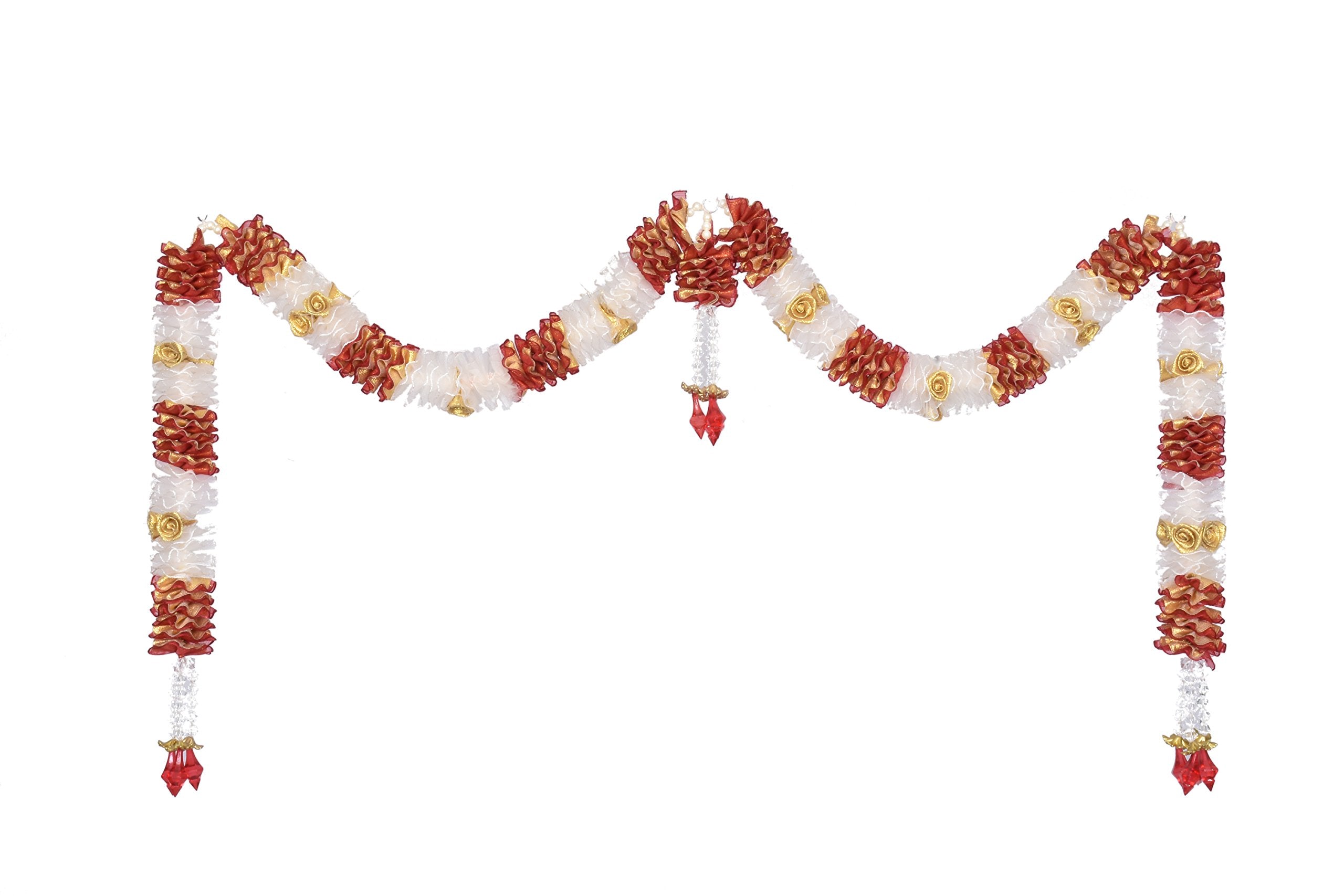 Daedal crafters- Net Ribbon with Gold Roses Door Set (Maroon with White) DC189 Hanging