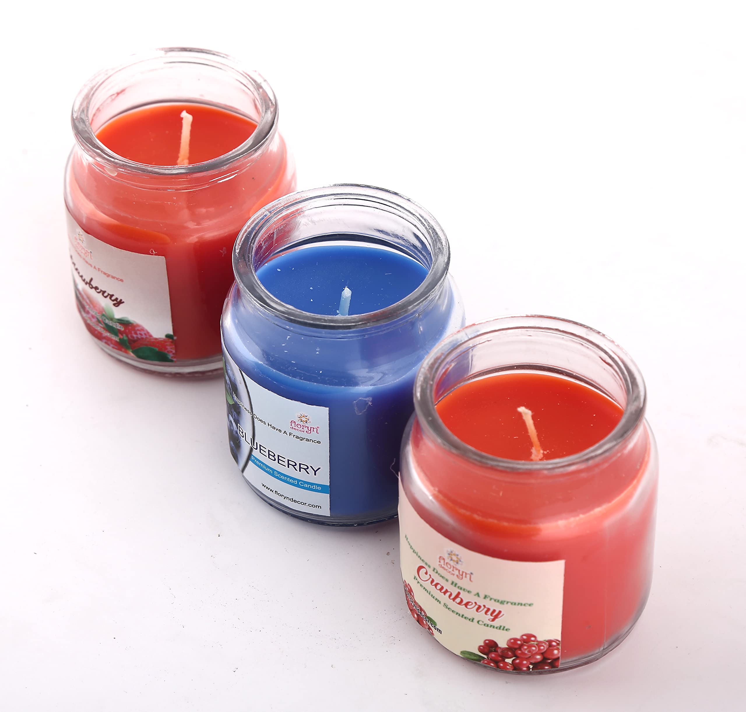 Floryn Decor Scented Cookie Jar Candle | Pack of 3 | Scented Jar Candle (Blueberry | Strawberry | Cranberry)