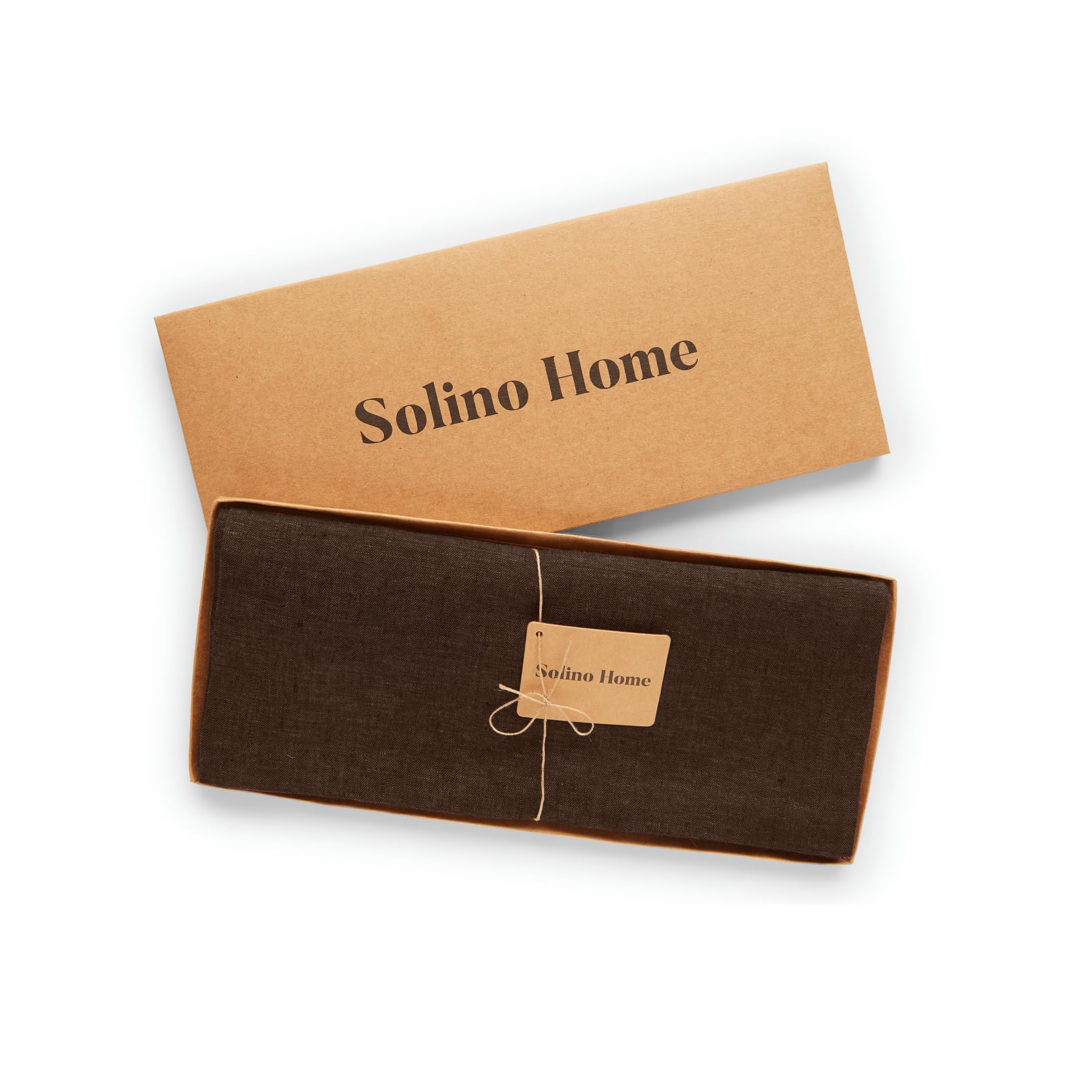 Solino Home Linen Table Runner 36 Inch - 100% Pure Linen Chambray Brown Short Table Runner 14 X 36 Inch Ideal For Dresser And Co