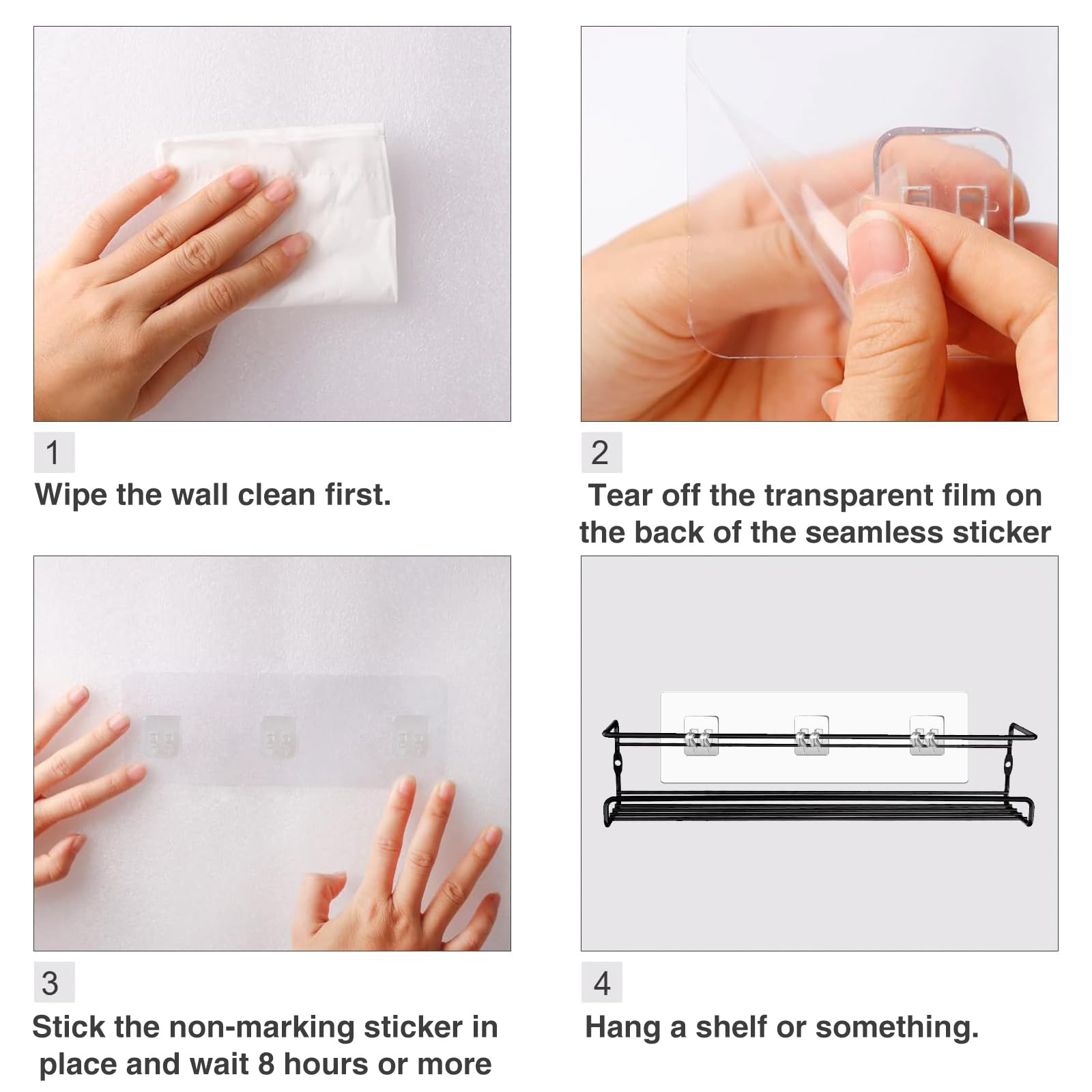 Fgsaeor 14 Pack Shower Caddy Adhesive Replacement, Strong Adhesive Hooks For Shower Caddy, Shower Shelf Adhesive No Drilling, Fo