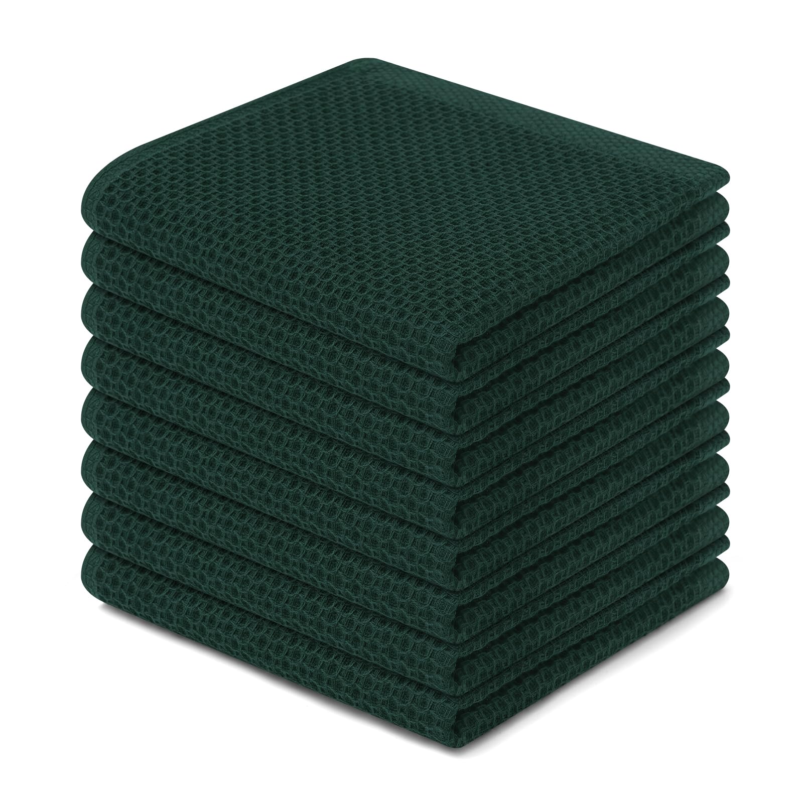 Homaxy 100% Cotton Waffle Weave Kitchen Dish Cloths, Ultra Soft Absorbent Quick Drying Dish Towels, 12 x 12 Inches, 8-Pack, Blac