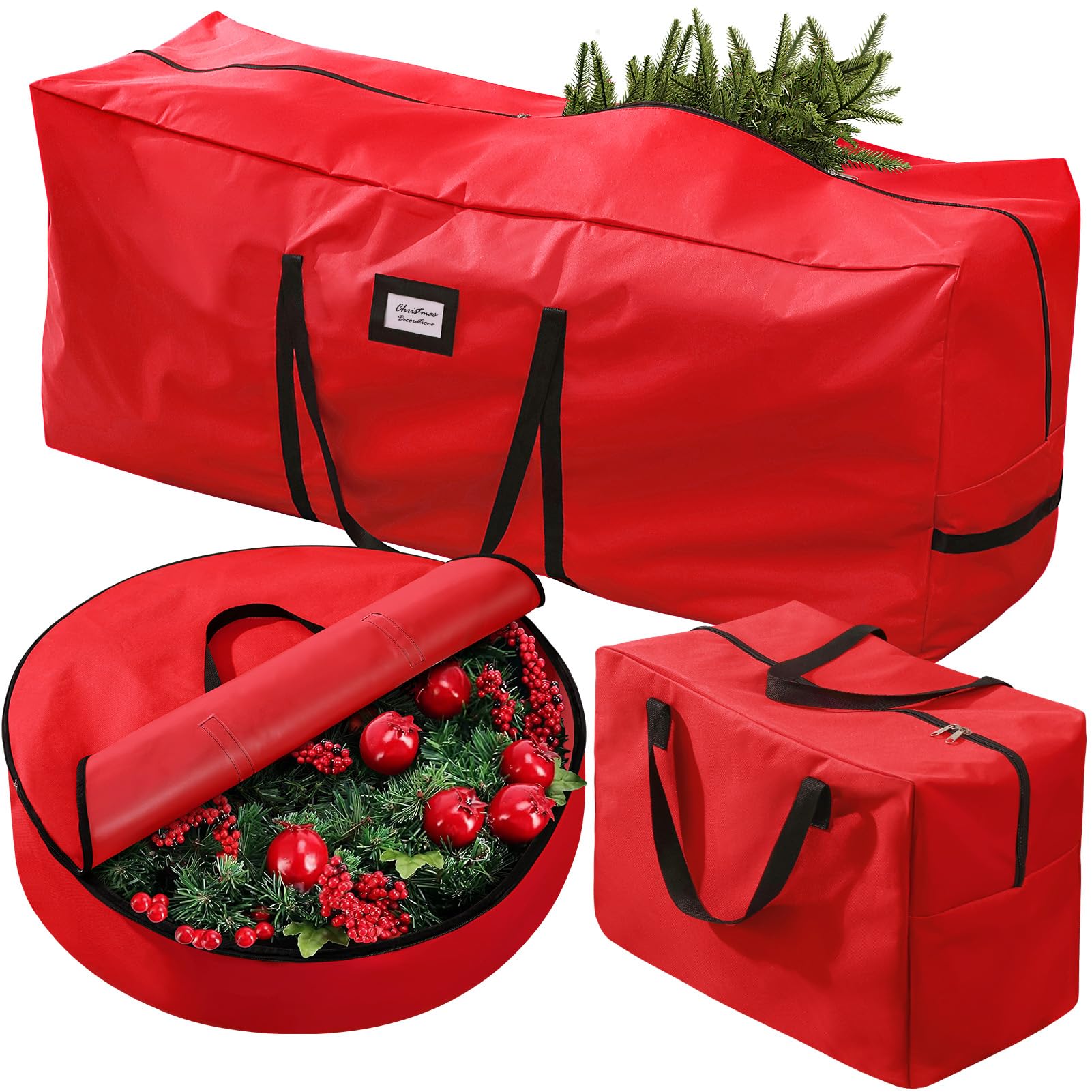 3 Pack Christmas Tree Storage Bag, for 7.5 Ft Artificial Trees up, Durable Waterproof With Reinforced Carrying Handles, Xmas Hol