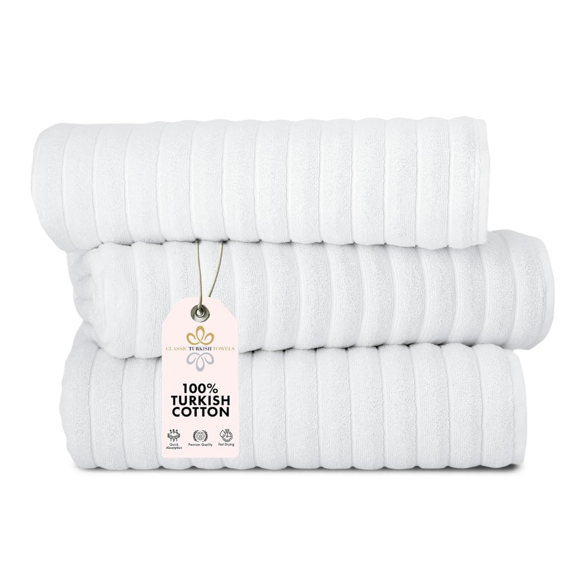 Classic Turkish Towels - Premium Oversized Bath Sheets, Absorbent Extra Large 100% Turkish Cotton Bathroom Towels, 40X65 Inches,
