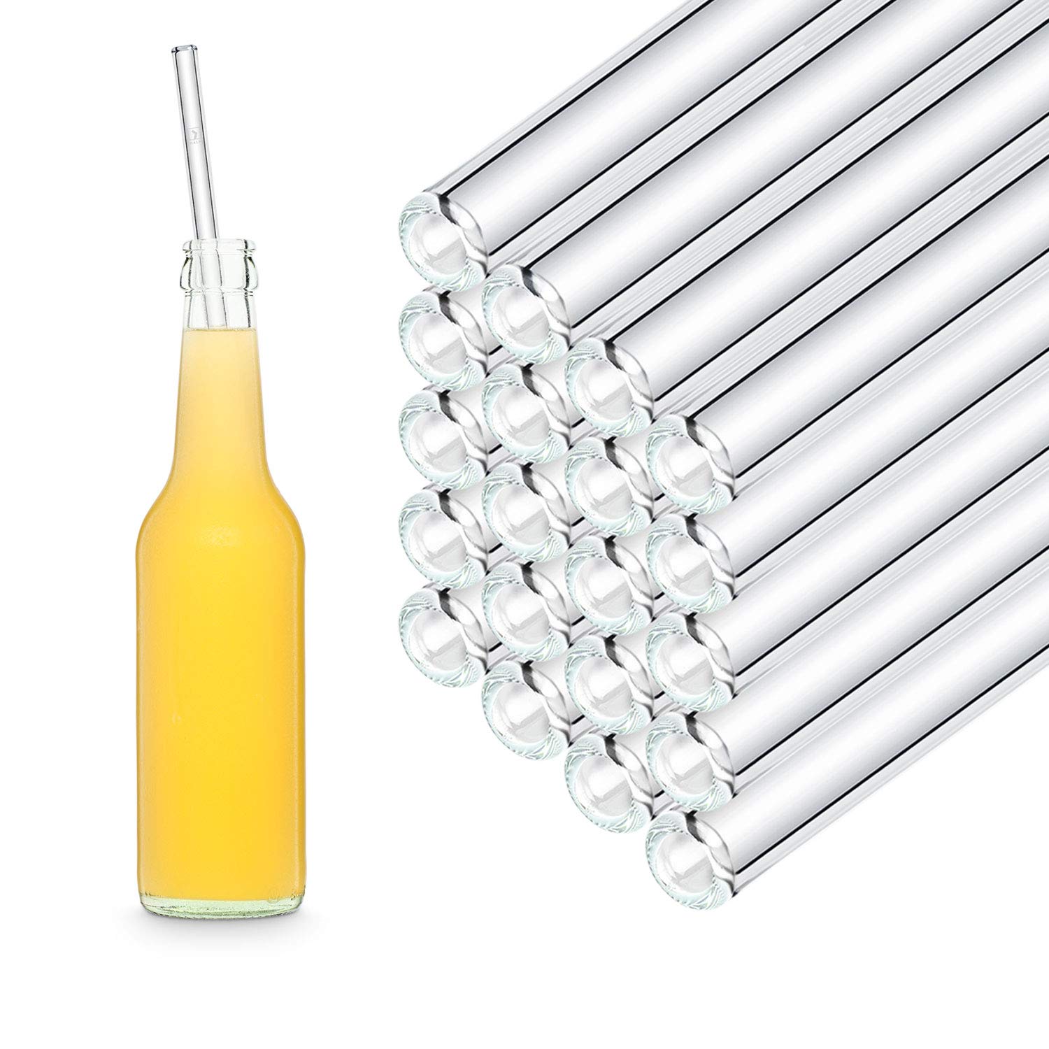 Halm Glass Straws - 50 Reusable Drinking Straws + Plastic-Free Cleaning Brush - Made In Germany - Dishwasher Safe - 30 Cm (12 In