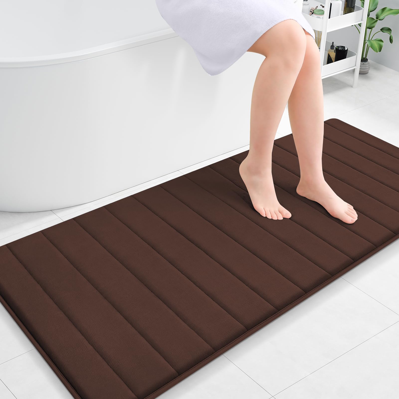Colorxy Memory Foam Bath Mat 59X24, Ultra Soft And Absorbent Bathroom Rugs, Non-Slip, Machine Wash Dry, Thick Bath Rug Carpet Fo