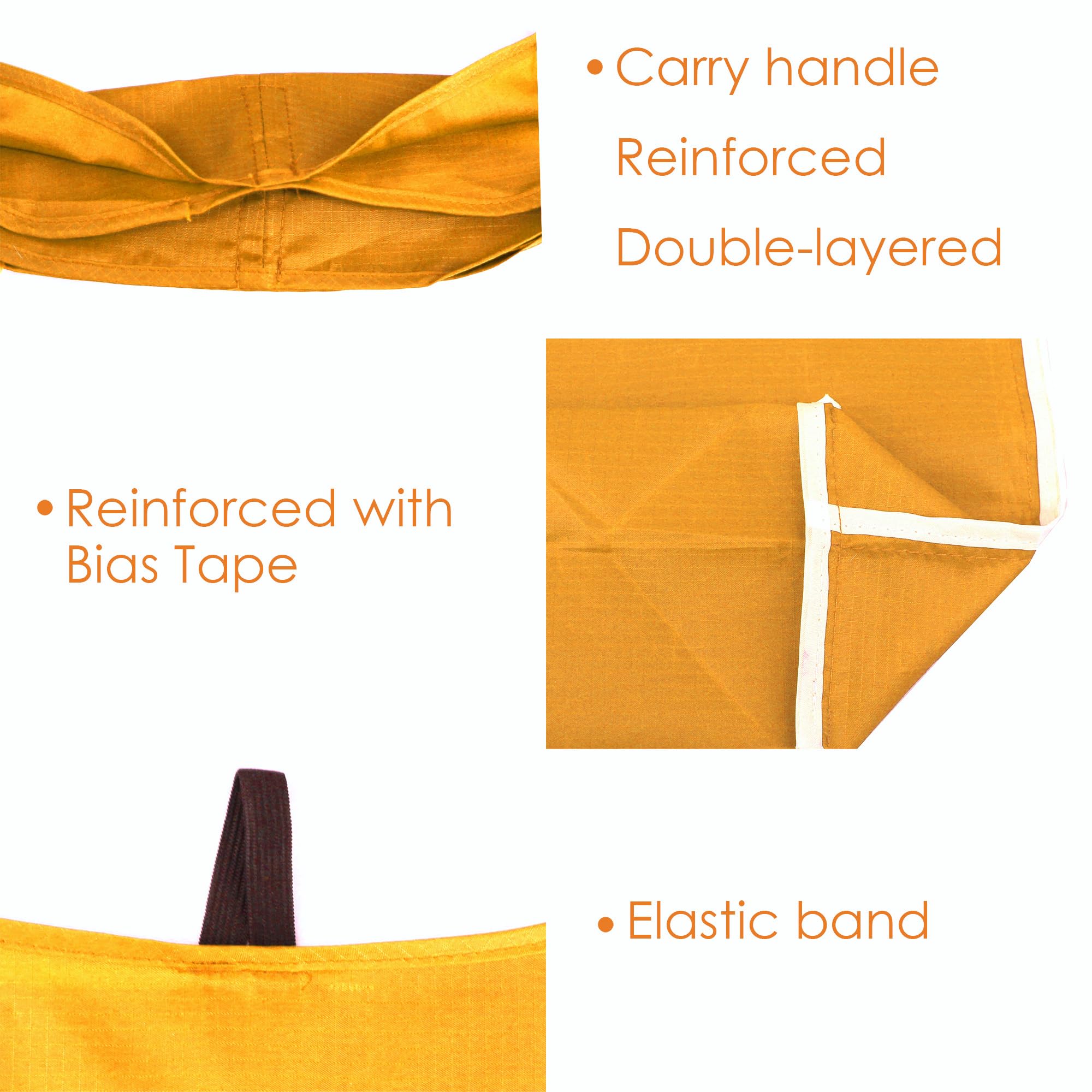 BeeGreen Yellow Reusable Grocery Bags Light Orange Shopping Bags Bulk 50LBS X-Large Foldable Heavy Duty 10 Pieces