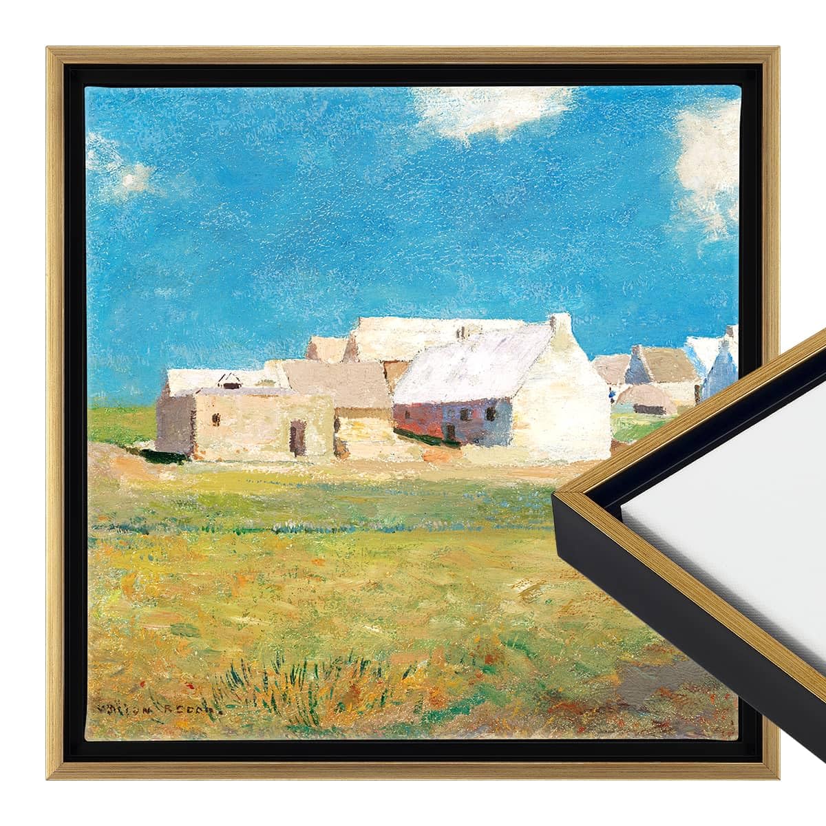 Cardinali Renewal Core Floater Frame, 6-Pack, Black With Antique Gold, 12X12, For 3/4 Deep Canvas, Open Back Floating Canvas Fra