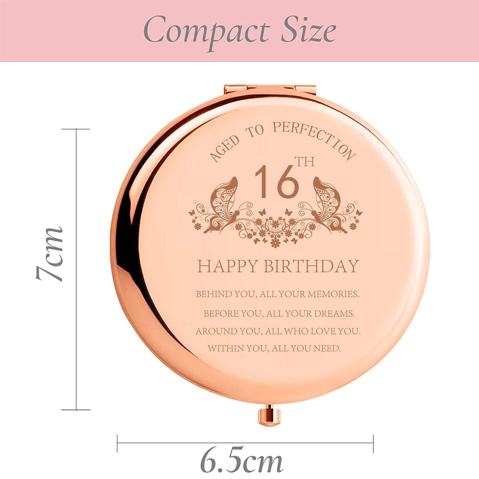 Sweet 16Th Birthday Gifts For Girls Stainless Steel Portable Compact Makeup Mirror Behind You All Your Memories Inspiration Pres