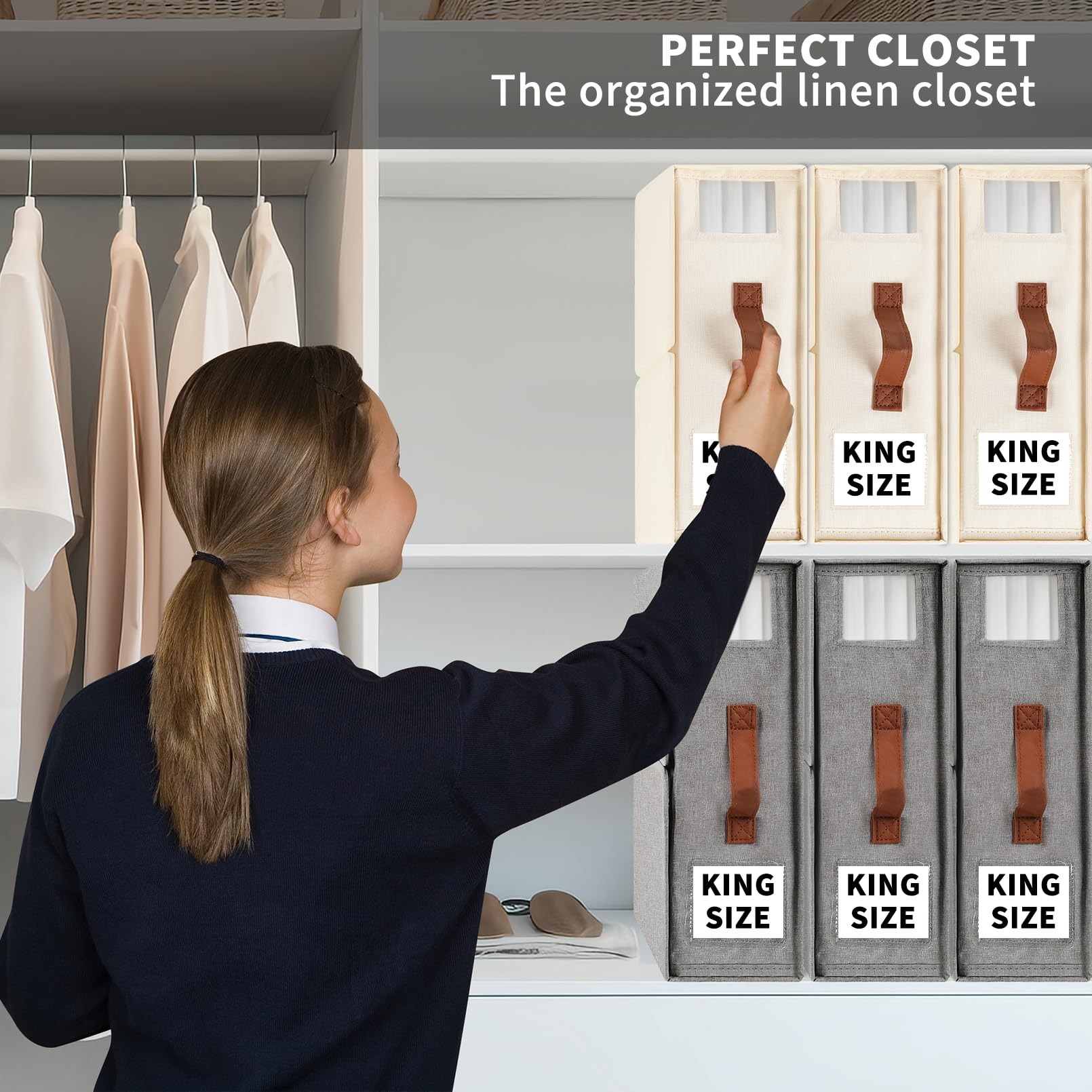 BettMorrow 6 Pack Bed Sheet Organizers and Storage (Queen & King Size) Sheet Organizers for Linen Closet Under bed Storage Sheet