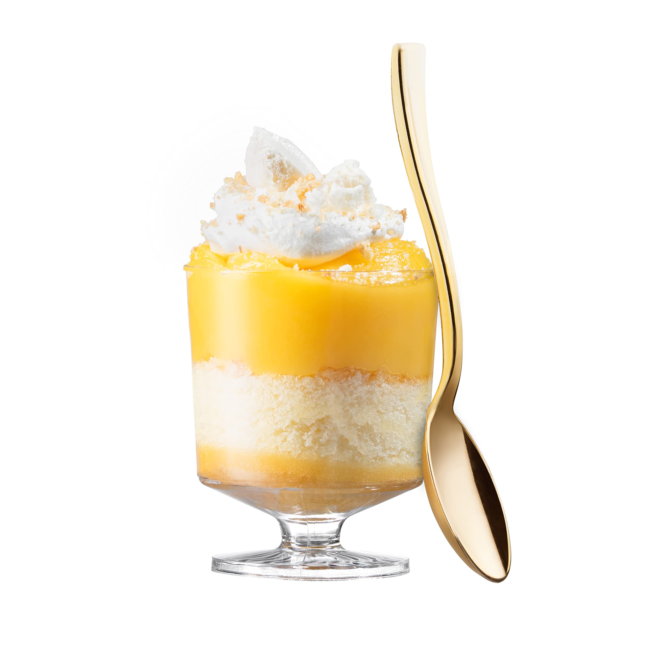 Gold Plastic Mini Dessert Spoons, Disposable Tiny Gold Spoons For Appetizers Tasting Posh Setting, 4 Inch 80 Count