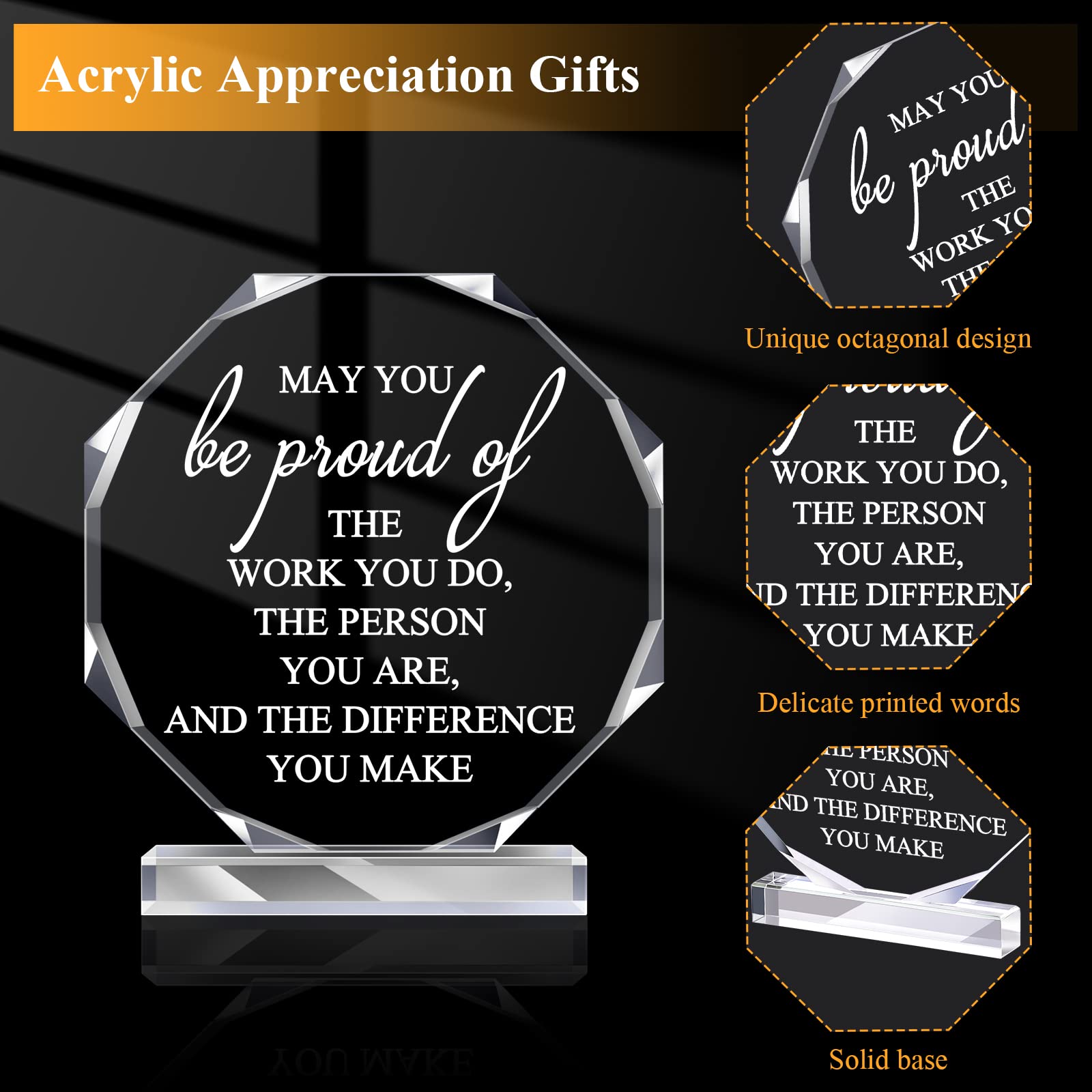 Bucherry 10 Pcs Employee Appreciation Awards for Coworker Acrylic Thank You Trophy May You Be Proud of The Work You Do Sign Priz