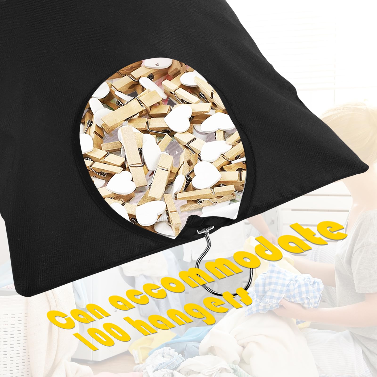 2 Pcs Clothes Pin Hanging Bag Black Clothes Pin Bag With Hanging Hook 15 X 11 Inch Black Laundry Canvas Clothes Pin Holder Water