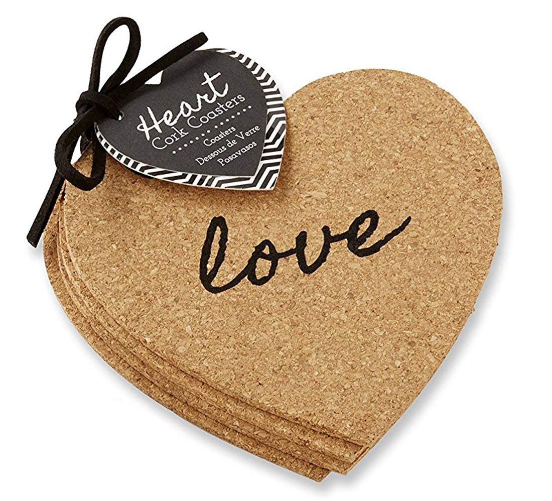 Kate Aspen ''Heart'' Cork Coasters, Set Of 4
