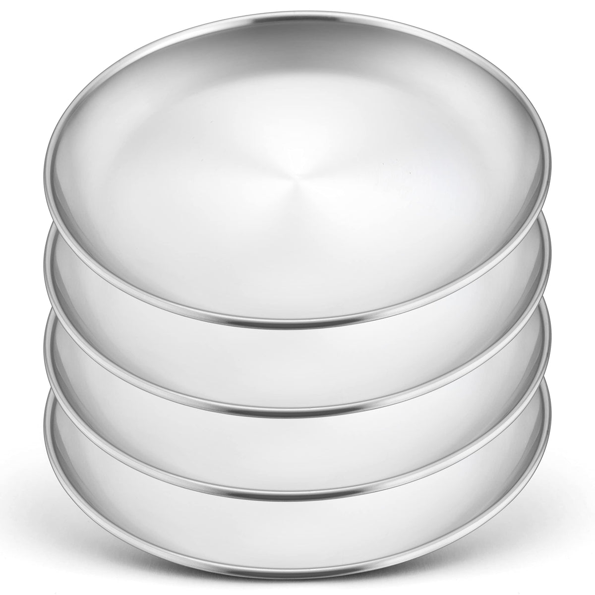 Haware 4-Piece 18/8 Stainless Steel Plates, Metal 304 Dinner Dishes For Kids Toddlers Children, 9 Inch Feeding Serving Camping P
