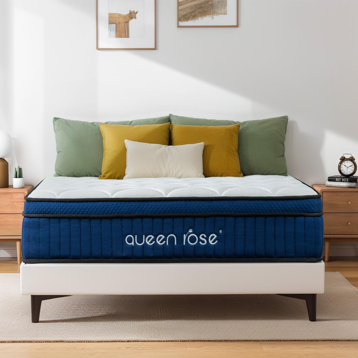 Queen Rose King Mattress, 14 Inch King Size Hybrid Mattress In A Box, Gel Memory Foam & Individually Pocket Innerspring Hybrid B
