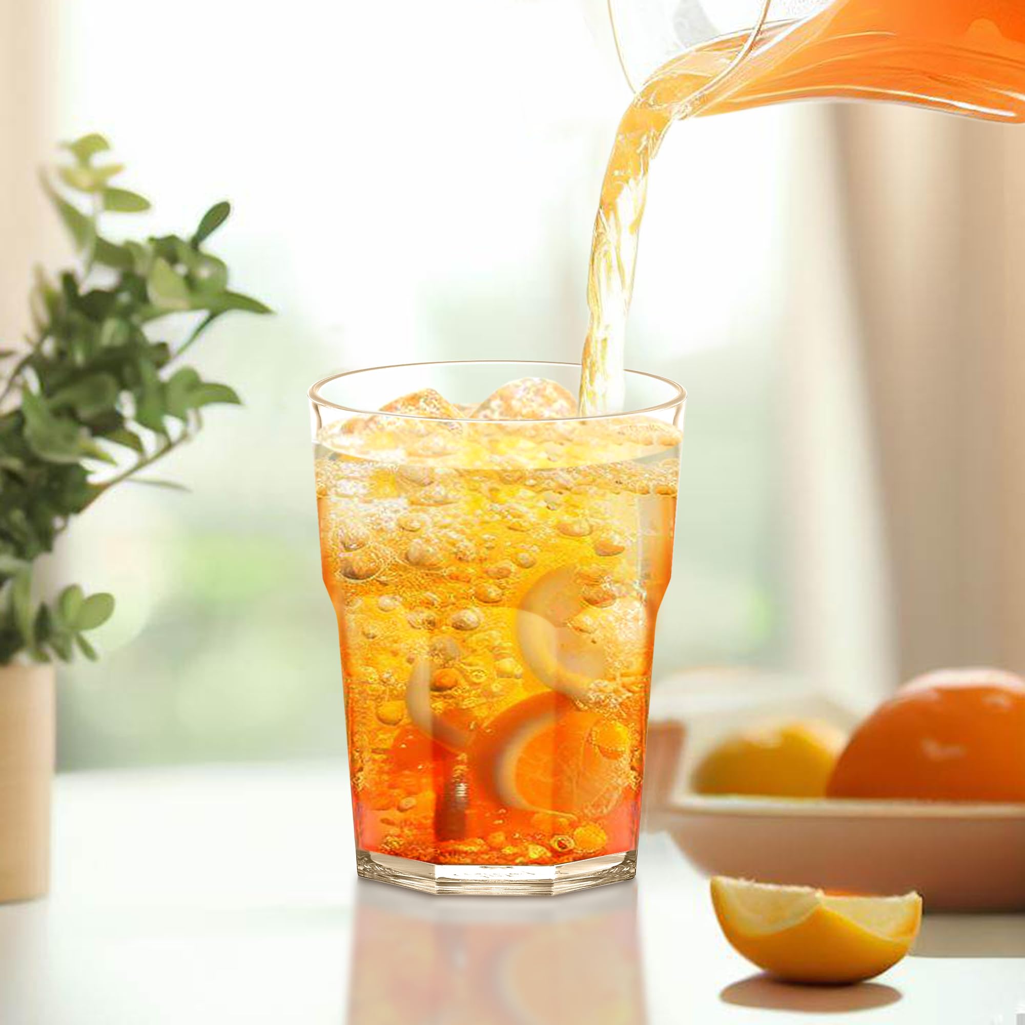 Amazing Abby - Affinity - 14-Ounce Plastic Tumblers (Set Of 6), Plastic Drinking Glasses, All-Clear Reusable Plastic Cups, Stack