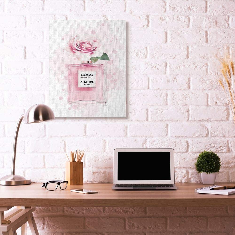 Stupell Industries Pink Flower Perfume Fashion Glam Design, Designed By Amanda Greenwood Wall Art, 30 X 1.5 X 40, Canvas