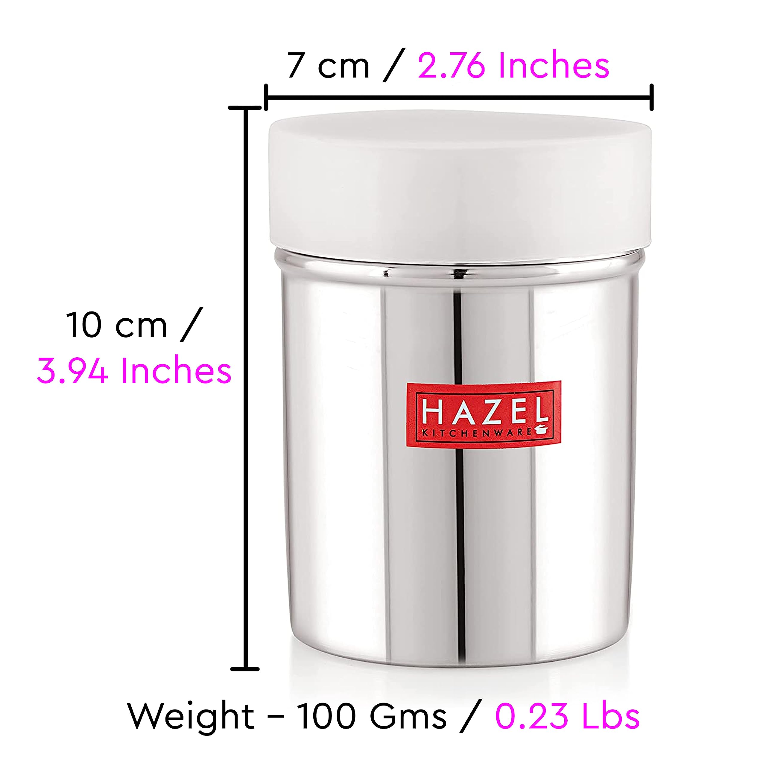 HAZEL Stainless Steel Powder Shaker with Lid, 10.4 oz Sifter for Cocoa, Coffee, Spices - Silver, Model VR11312