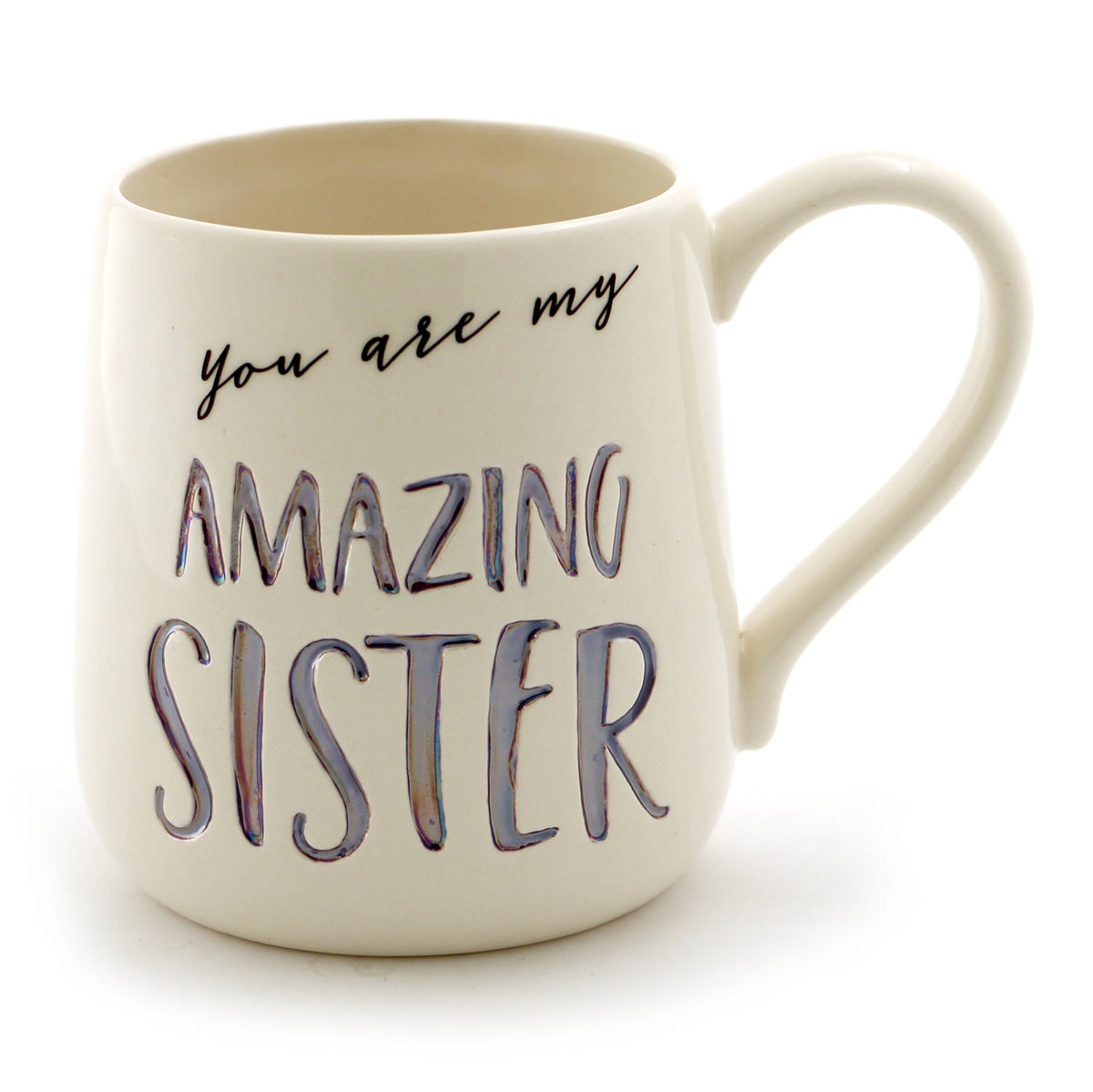 Enesco Our Name is Mud Amazing Sister Stoneware Engraved Coffee Mug, 1 Count (Pack of 1), Purple