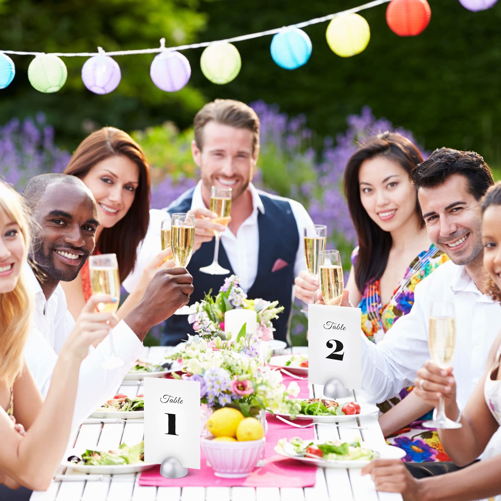 Taiyin 20 Pieces Table Number Cards Round Table Number Stands Modern Cursive Table Number 1-20 For Wedding Reception Anniversary