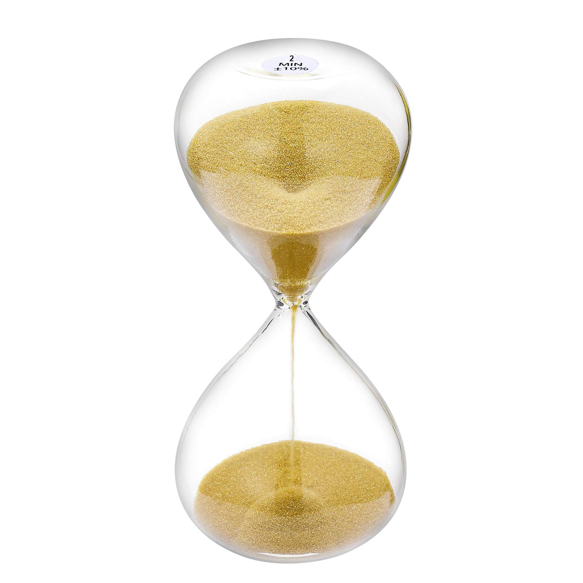 Suliao Sand Timer 2 Minute Hourglass: 5.1 Inch Gold Sand Clock, Large Sand Watch 2 Min, Colorful Hour Glass Sandglass For Kids,