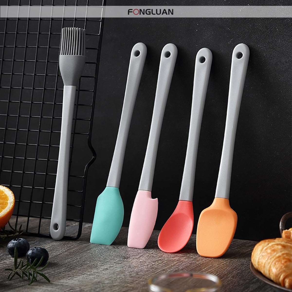 Fongluan Mini Silicone Spatula Set Of 5 - Heat Resistant & Nonstick Rubber Spatulas - Dishwasher Safe Kitchen Utensils For Cooki