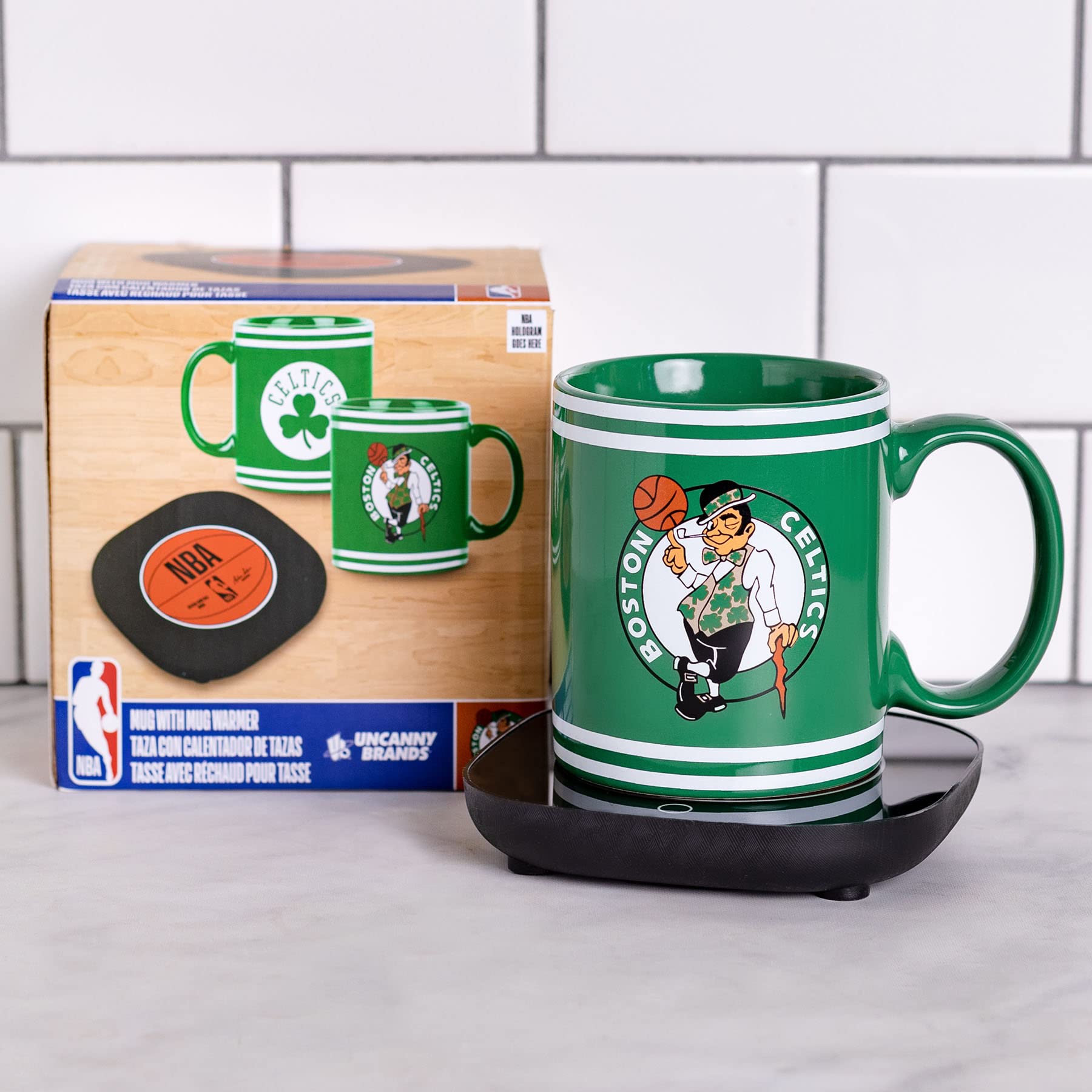 Uncanny Brands Nba Boston Celtics Logo Mug Warmer With Mug Keeps Your Favorite Beverage Warm - Auto Shut On/Off