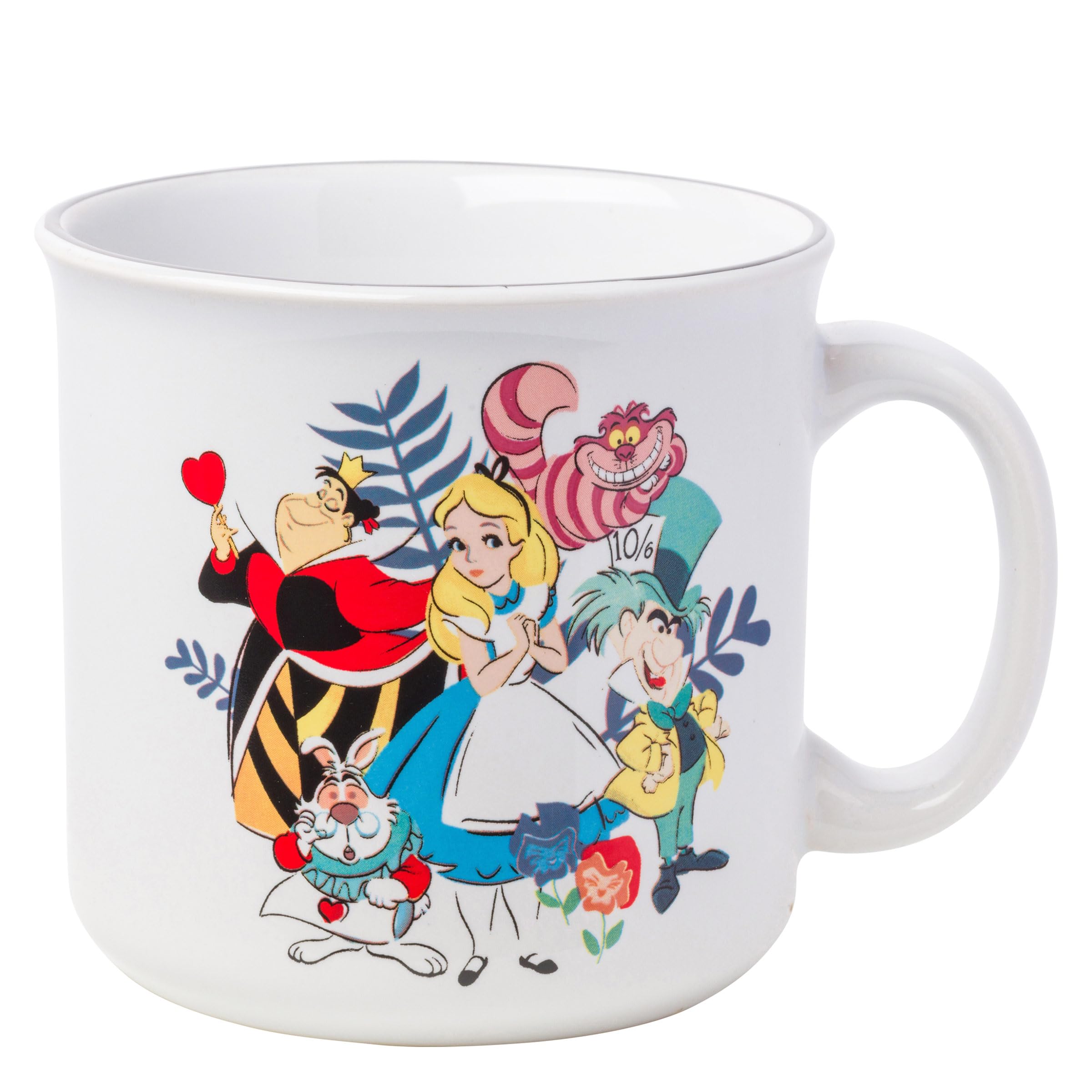 Silver Buffalo Disney Alice in Wonderland Featuring Queen of Hearts, Cheshire Cat, Mad Hatter, and White Rabbit Ceramic Camper M