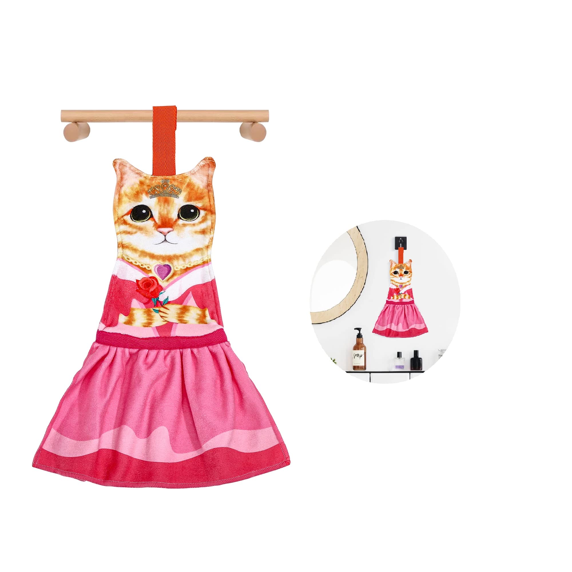 Cat Funny Hand Towels For Bathroom Kitchen - Cute Decorative Cat Decor Hanging Face Towels Super Absorbent Soft-Unique Valentine