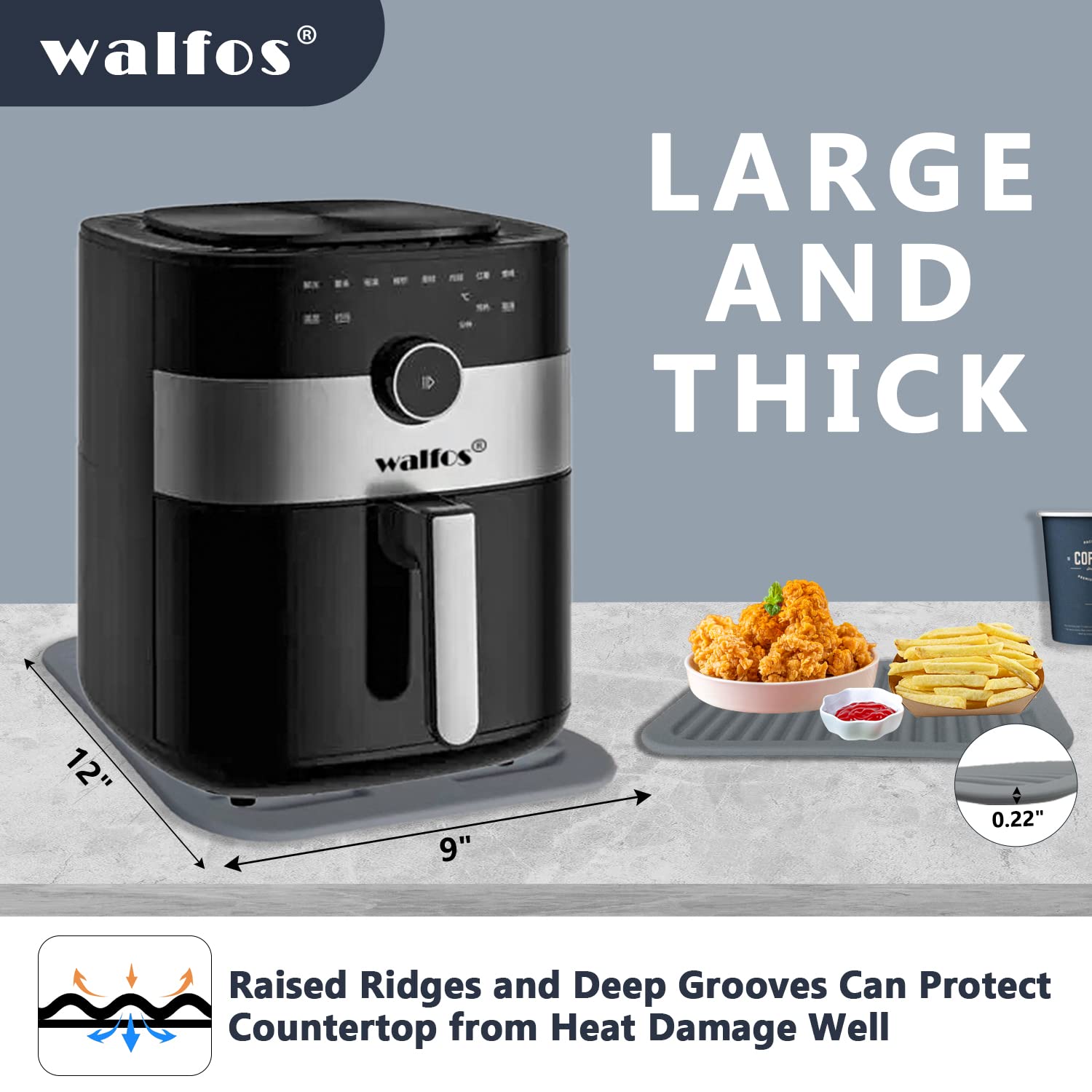 Walfos Silicone Trivets for Hot Pots and Pans - Heat Resistant Hot Pads for Kitchen Counter- Multi-Purpose & Versatile Trivet Mat - Durable & Flexible Silicone Hot Pad