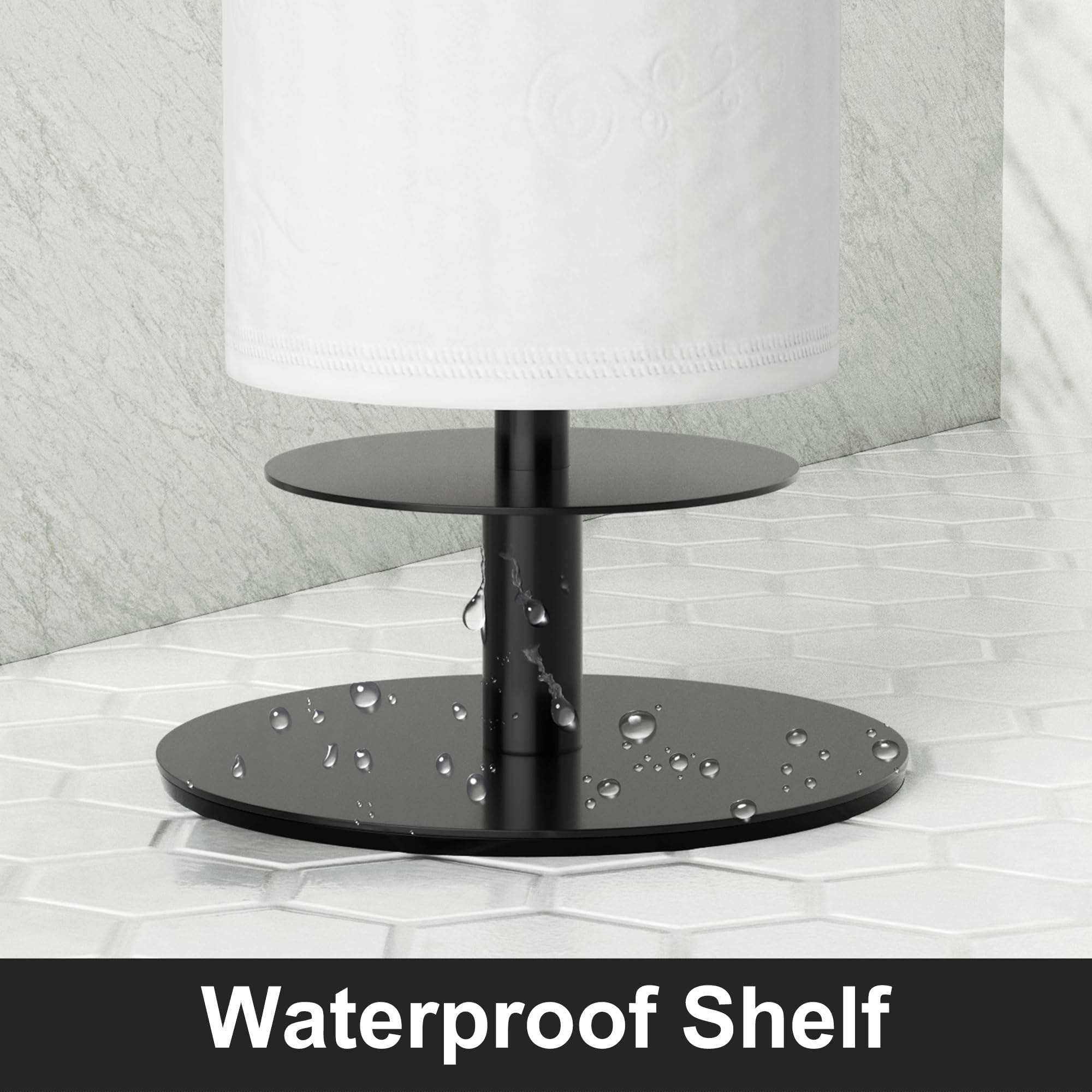 Niffgaff Stainless Steel Freestanding Toilet Paper Holder Stand, Matte Black, Holds 5 Rolls, Model a16b02