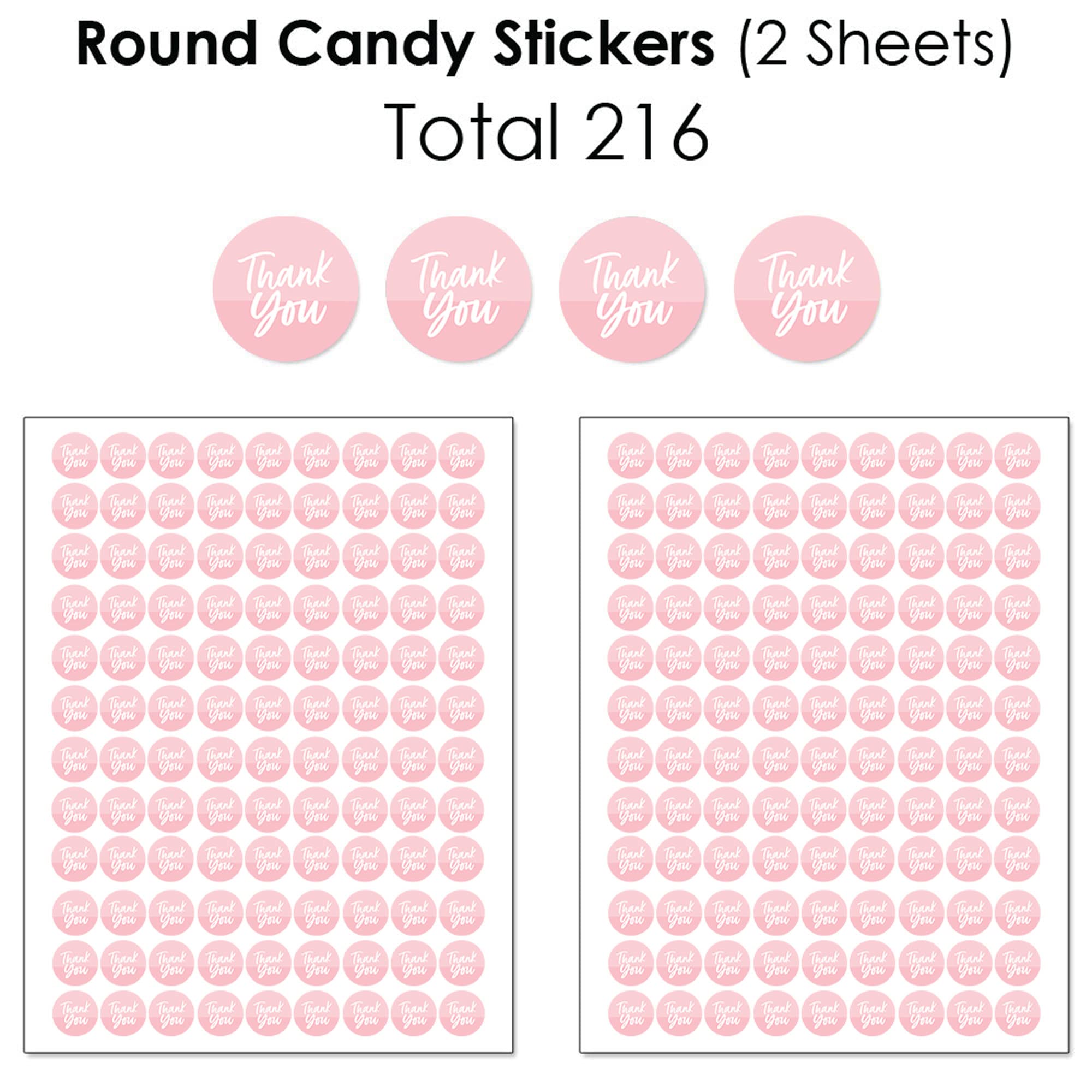 Big Dot Of Happiness Pink Elegantly Simple - Mini Candy Bar Wrappers, Round Candy Stickers And Circle Stickers - Guest Party Fav