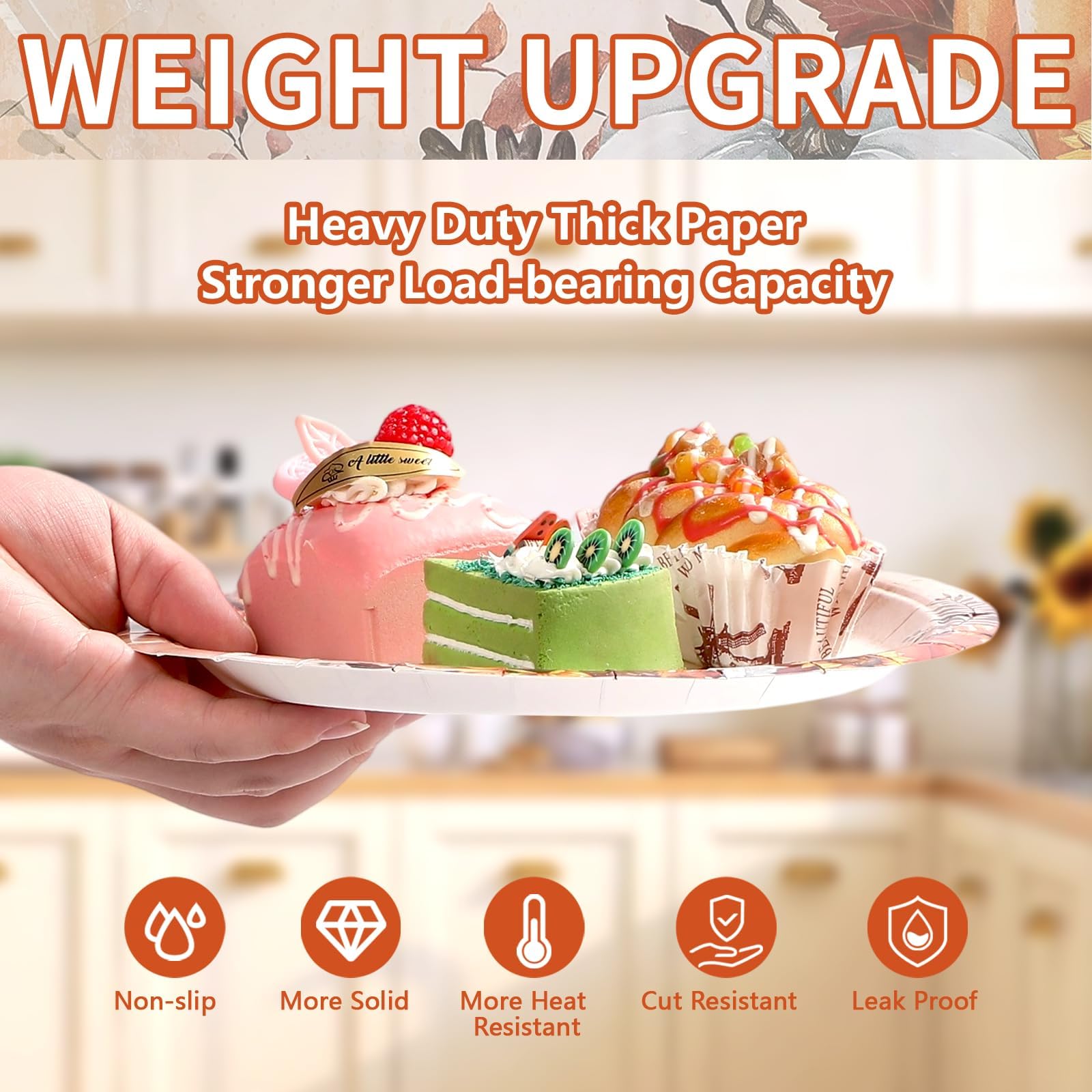 Grencian 50Pcs Fall Faith Family Party Plates 9in Disposable Heavy Duty Fall Pumpkin Sunflower Desert Paper Plates for Autumn Th