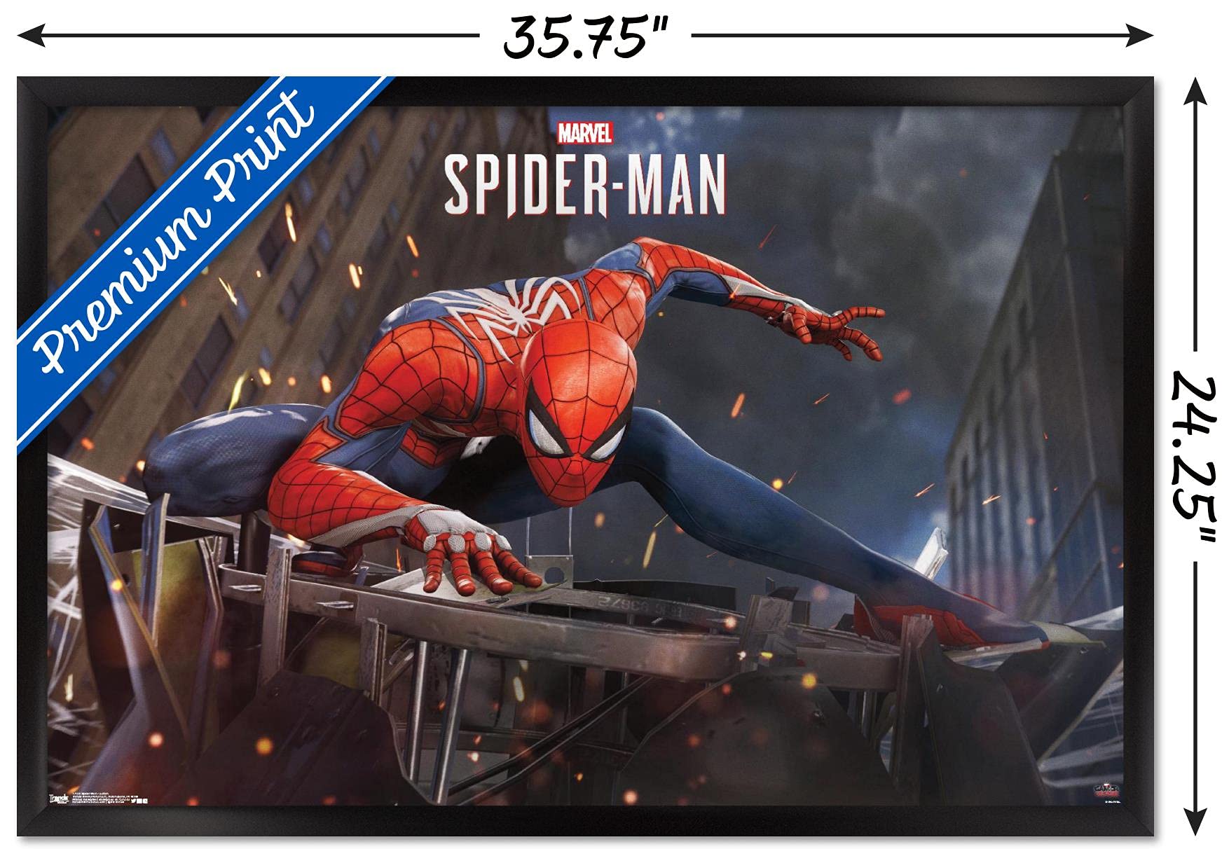Trends International Marvel Comics - Spider-Man - Action Wall Poster, 22.375'' X 34'', Black Framed Version
