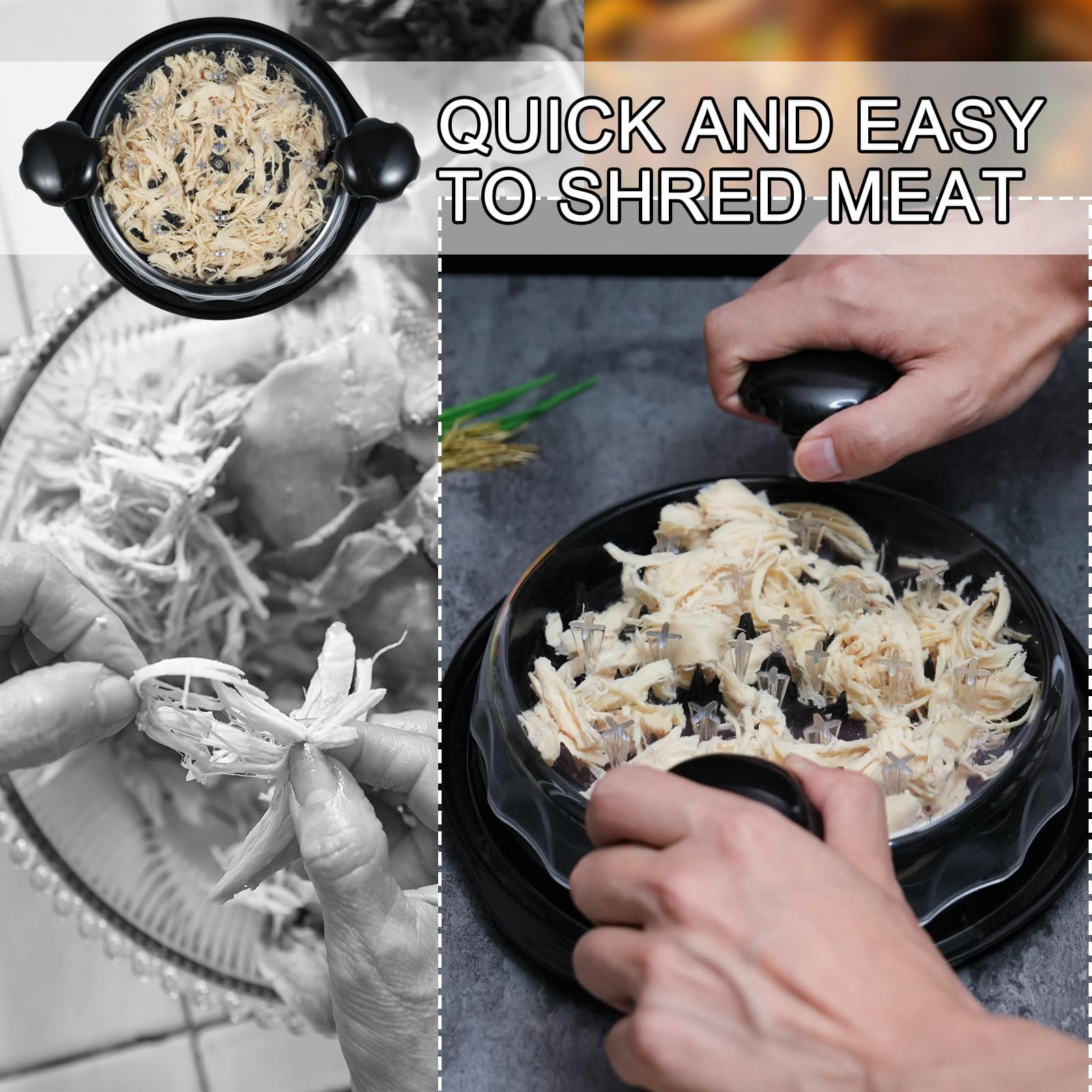 Chicken Shredder Tool Twist Large Machine Ergonomic Handle With Separate Plate Shredder Claws Scrubber Anti-Slip Heat Resistant